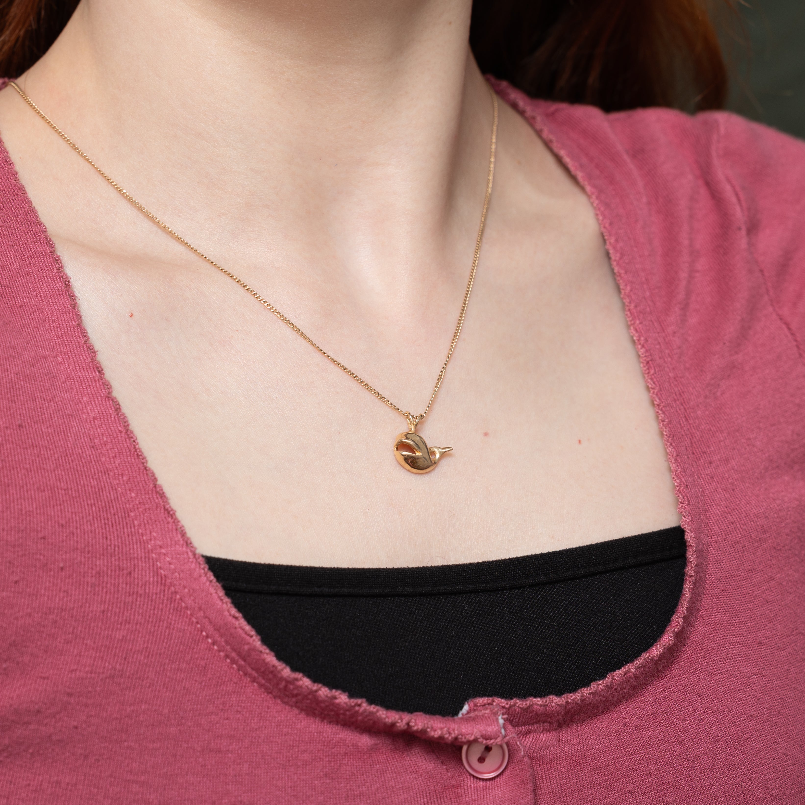 14k Yellow Gold Whale Pendant