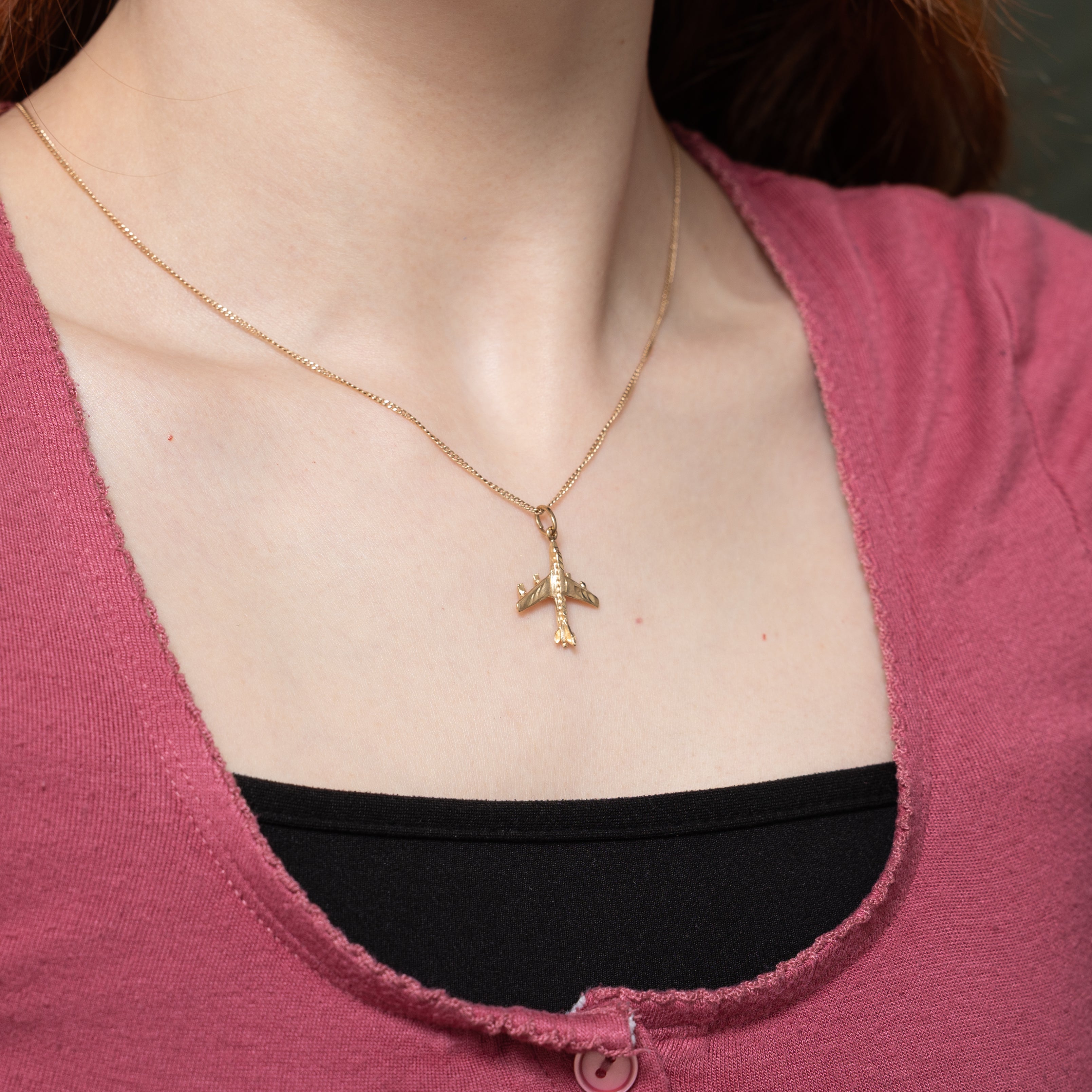 14k Yellow Gold Plane Charm