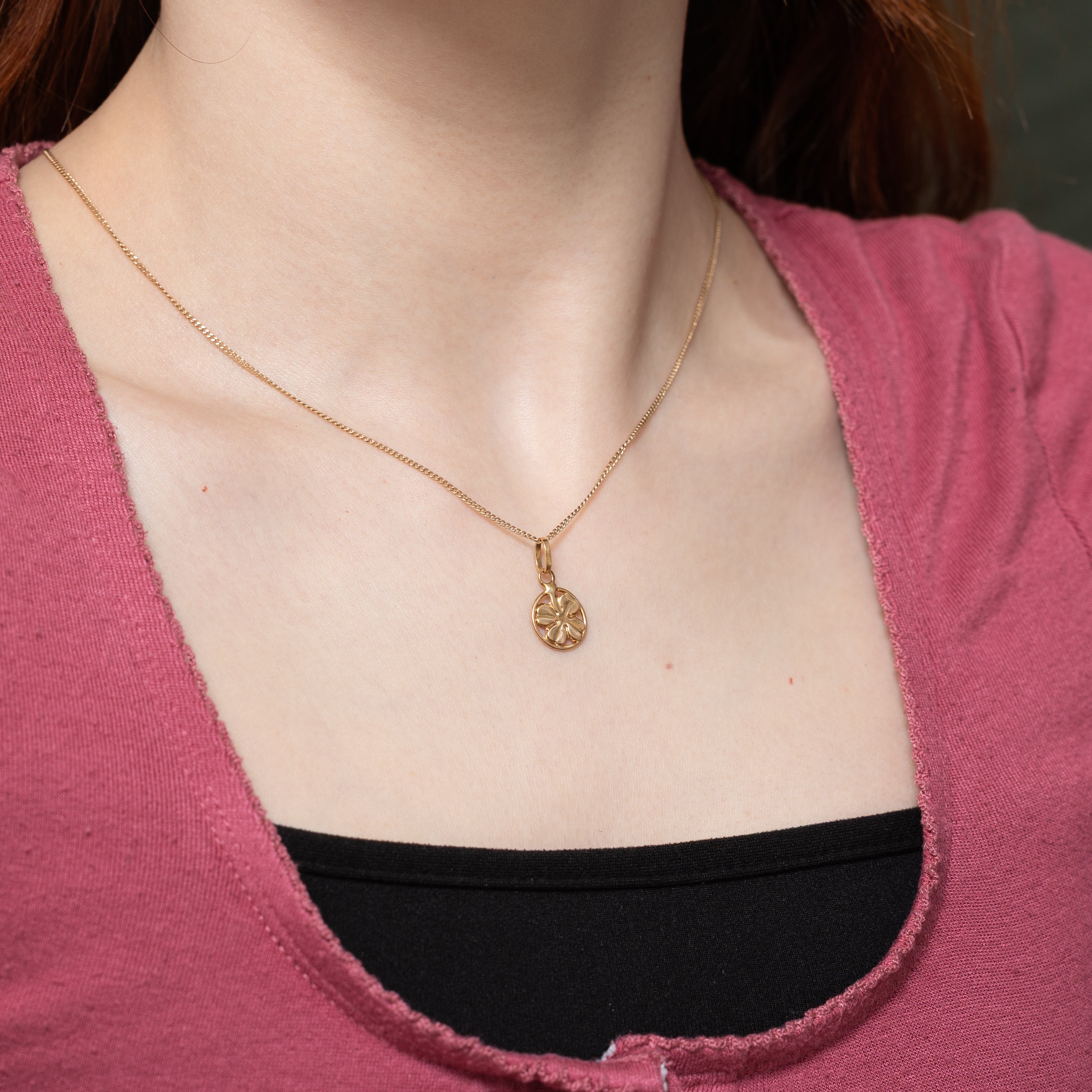 18k Yellow Gold Four Leaf Clover Charm