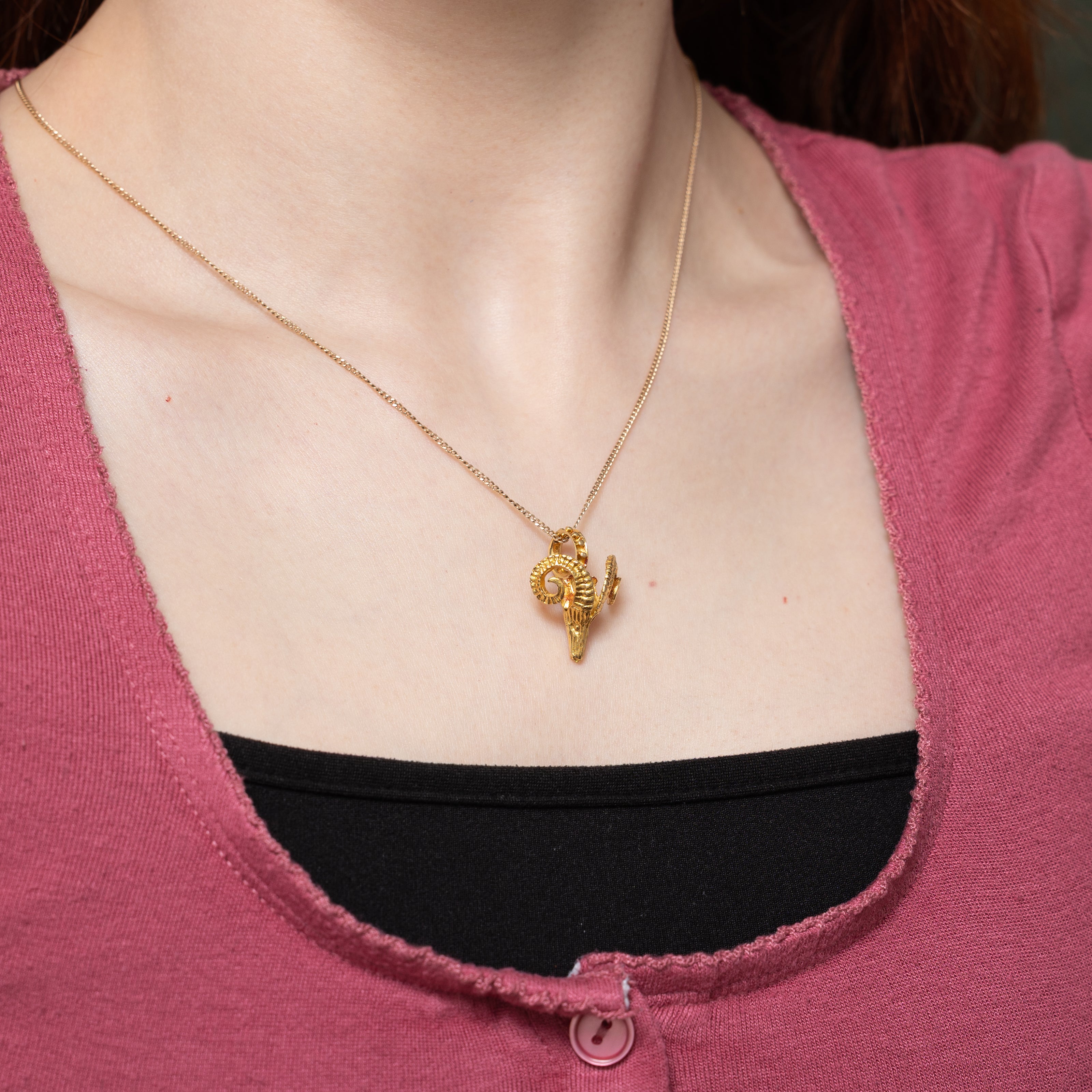 18k Yellow Gold Ram Head Charm