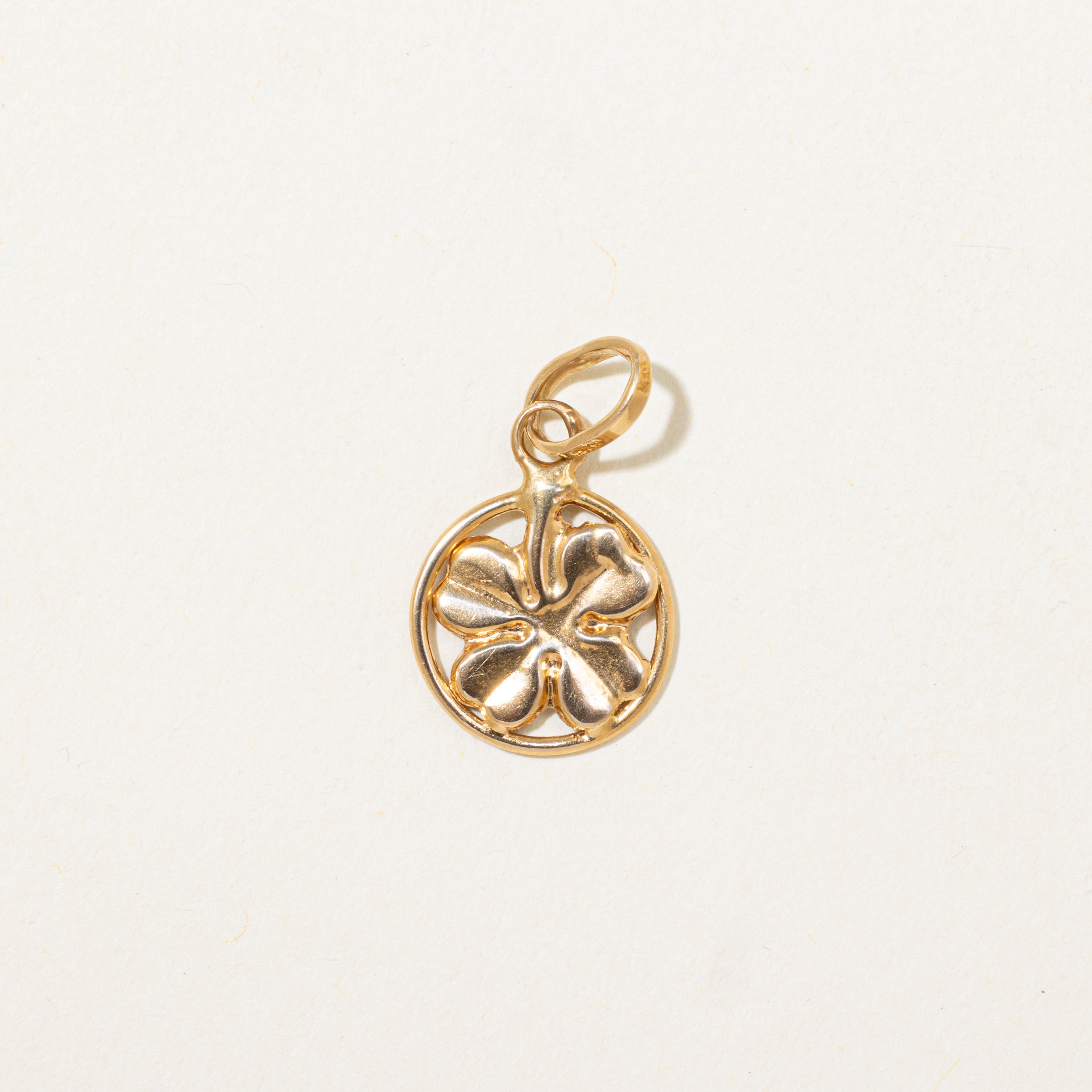 18k Yellow Gold Four Leaf Clover Charm