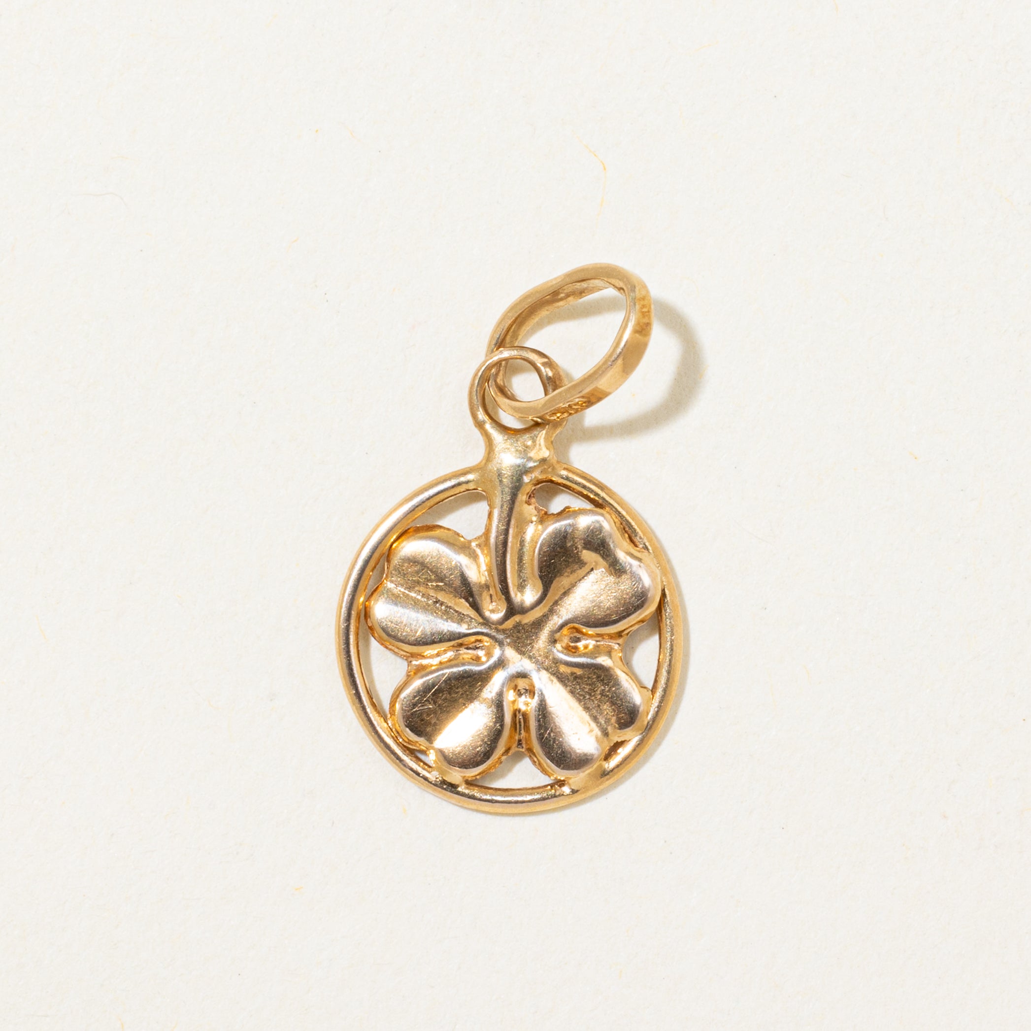 18k Yellow Gold Four Leaf Clover Charm