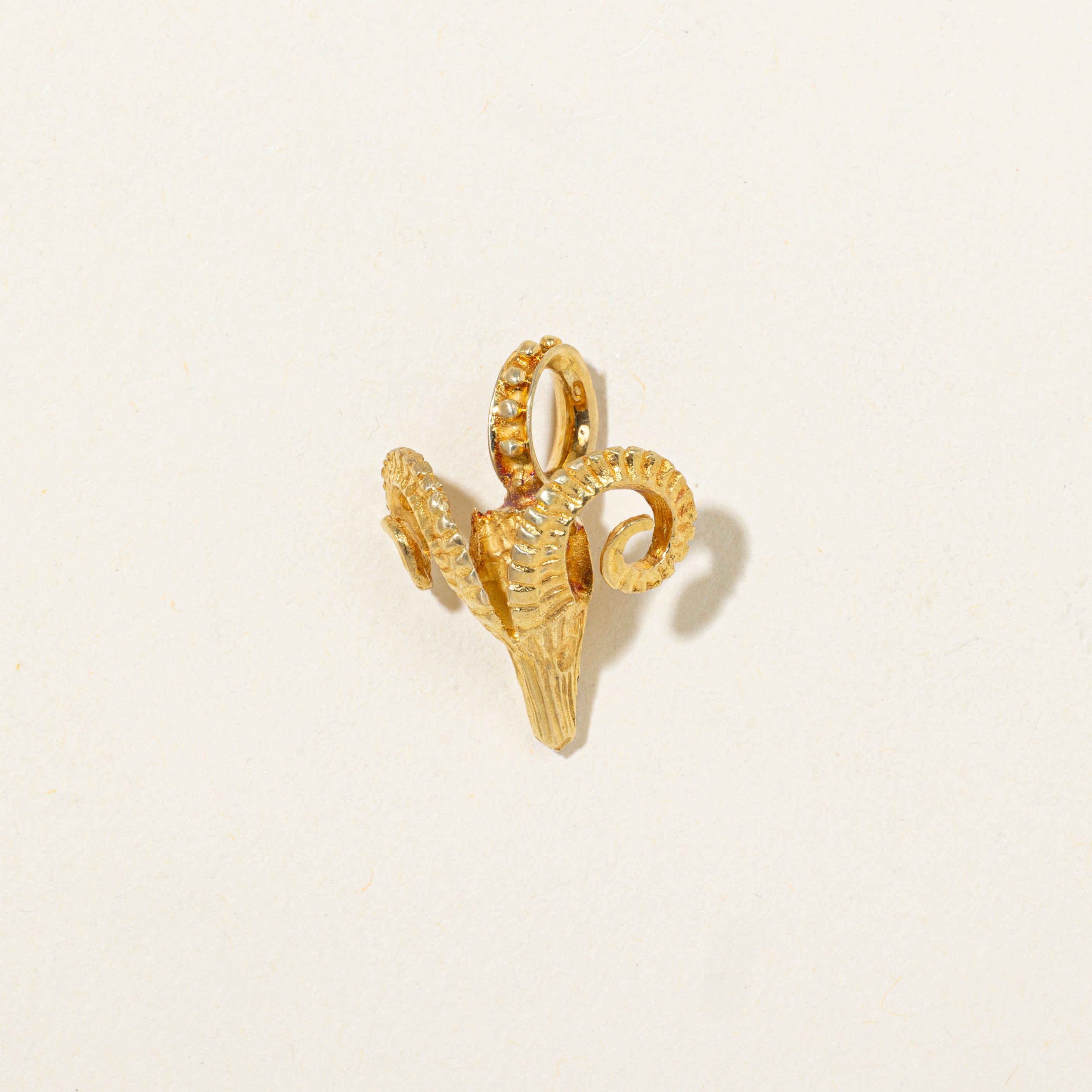 18k Yellow Gold Ram Head Charm