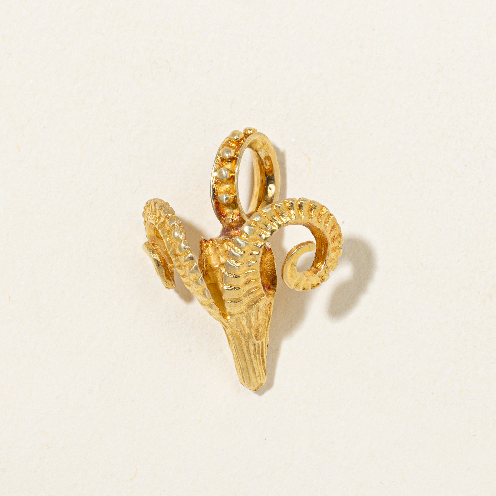 18k Yellow Gold Ram Head Charm