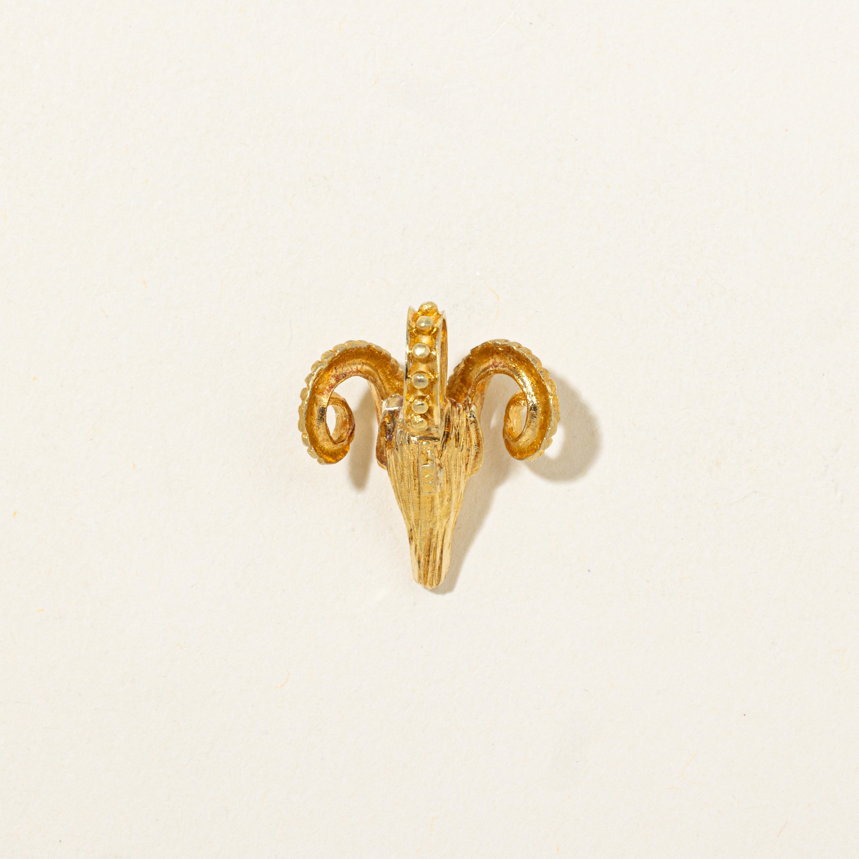 18k Yellow Gold Ram Head Charm