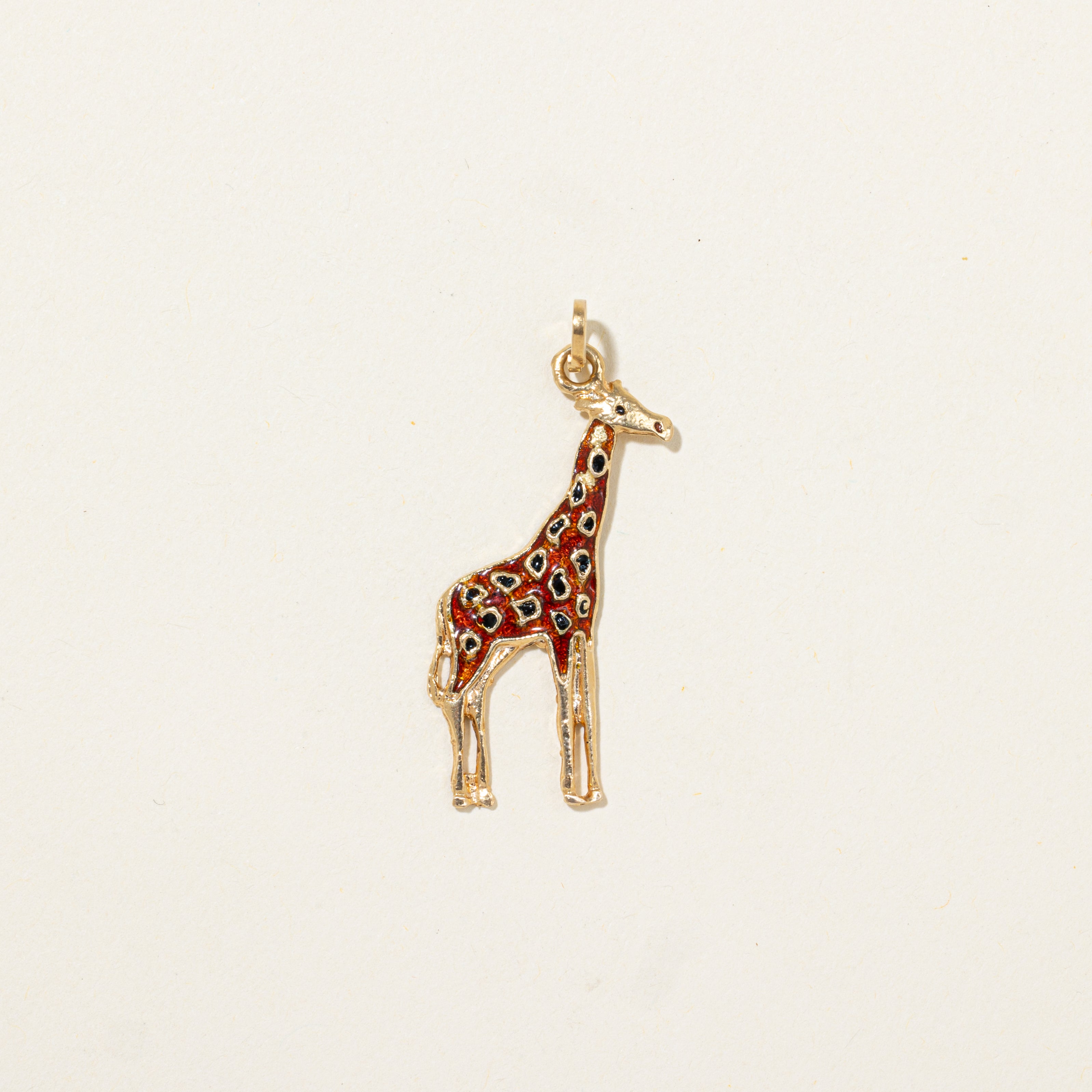 10k Yellow Gold Giraffe Enamel Charm
