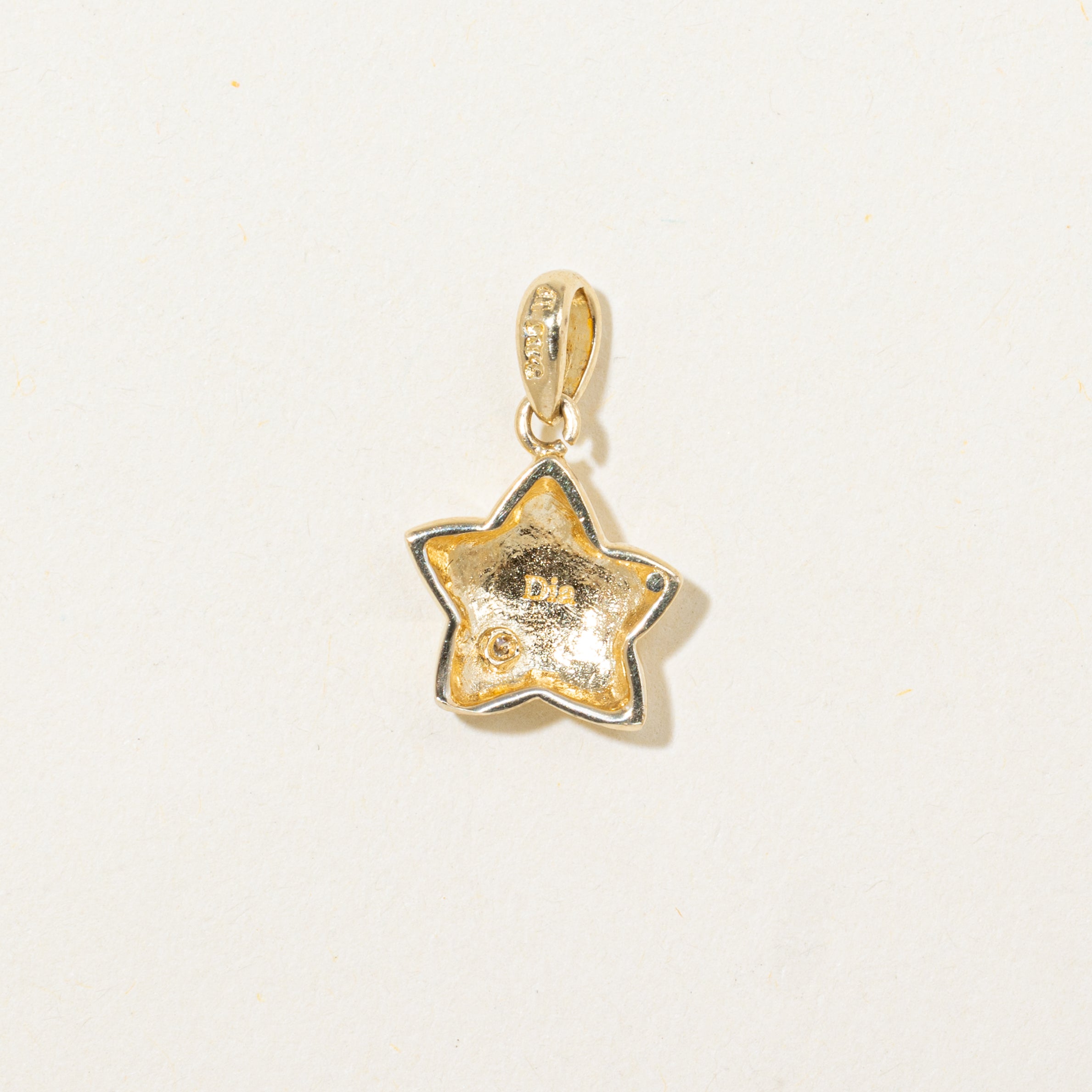 14k Yellow Gold Diamond Star Charm