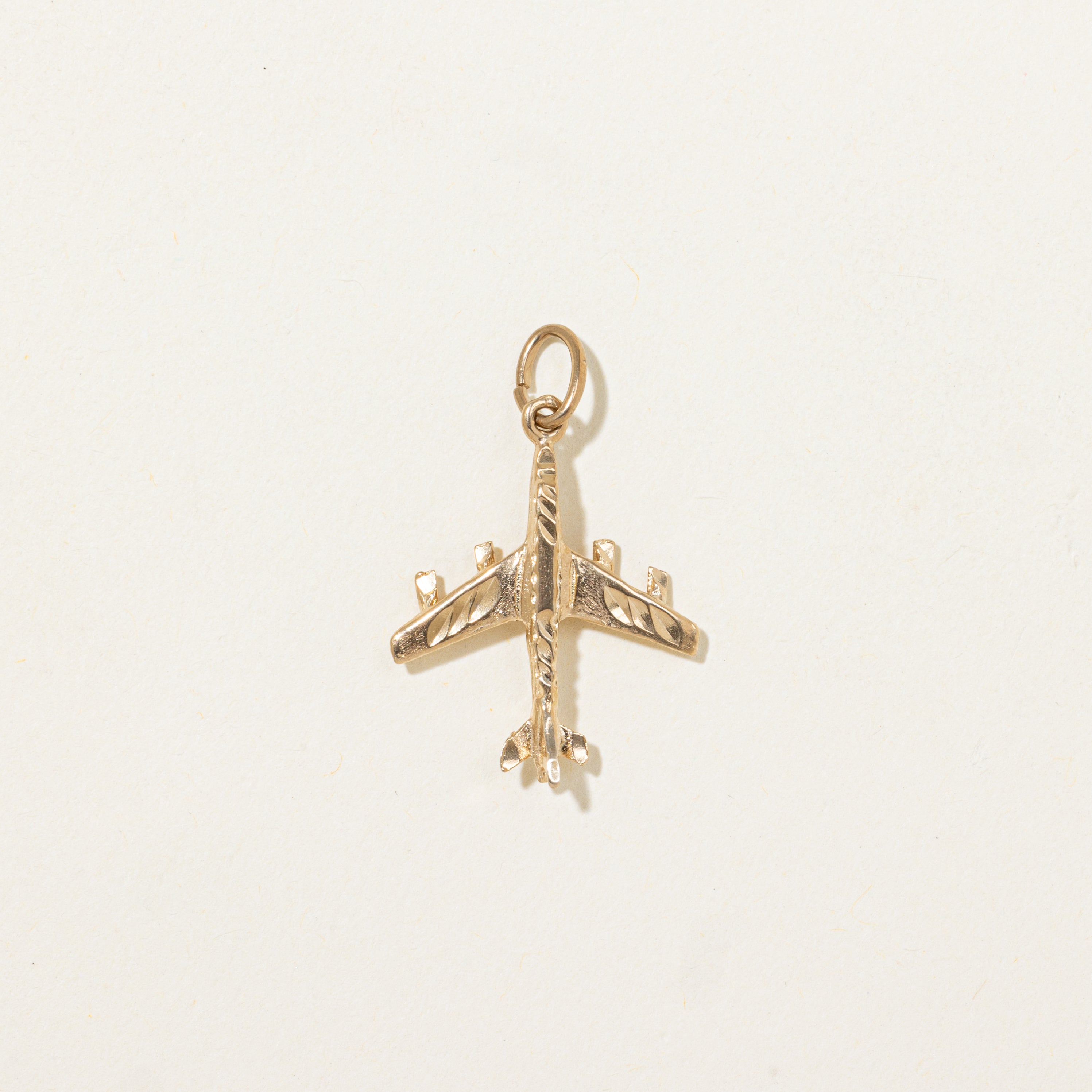14k Yellow Gold Plane Charm