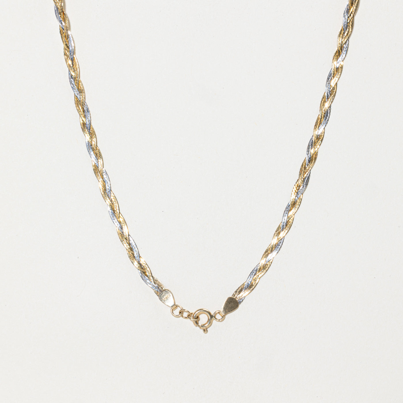 9k Yellow & White Gold Braided Flat Chain | 16"