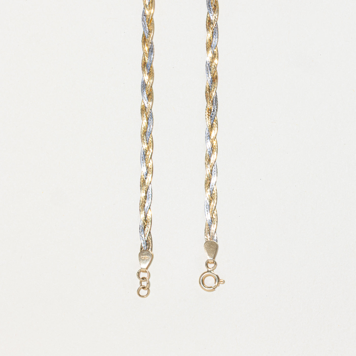 9k Yellow & White Gold Braided Flat Chain | 16"