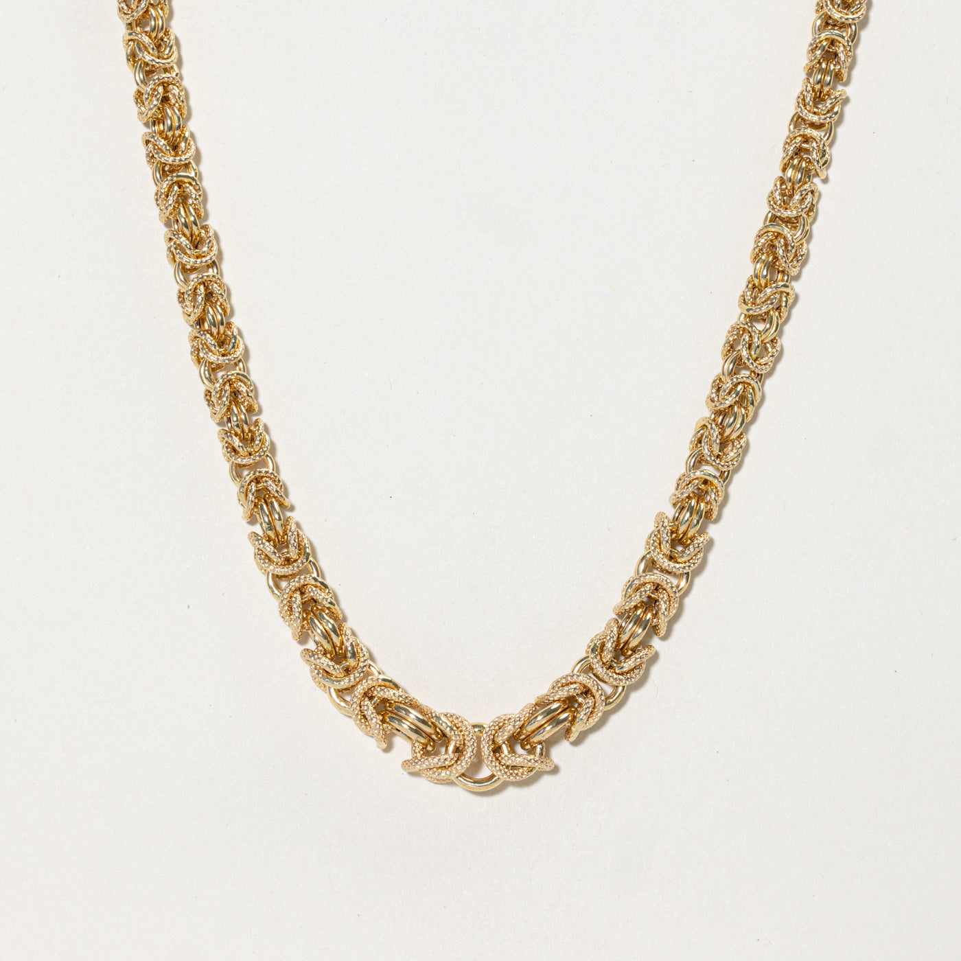 10k Yellow Gold Textured Byzantine Chain | 18"