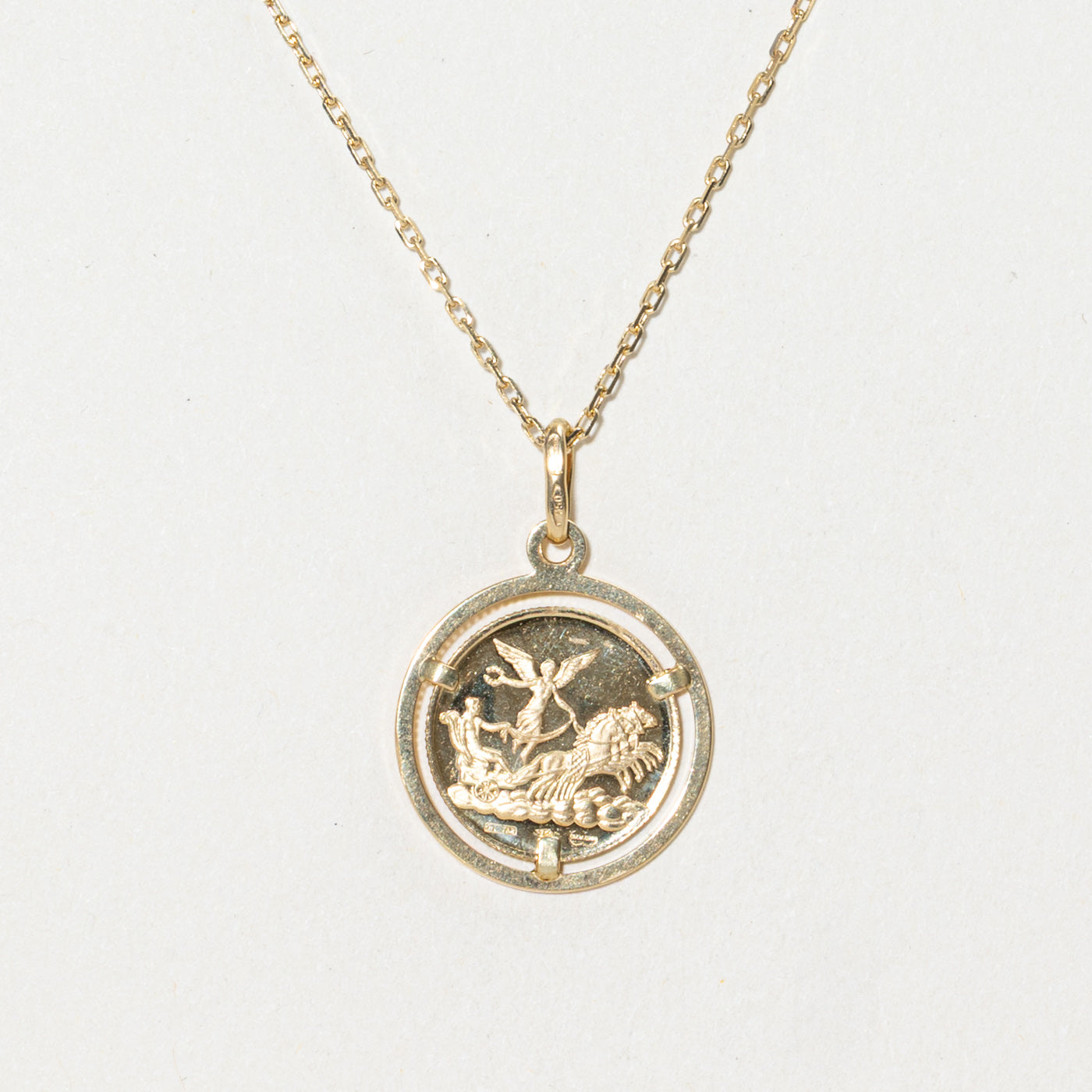 Retro Italian 18k Yellow Gold Libra Pendant Necklace | 18"