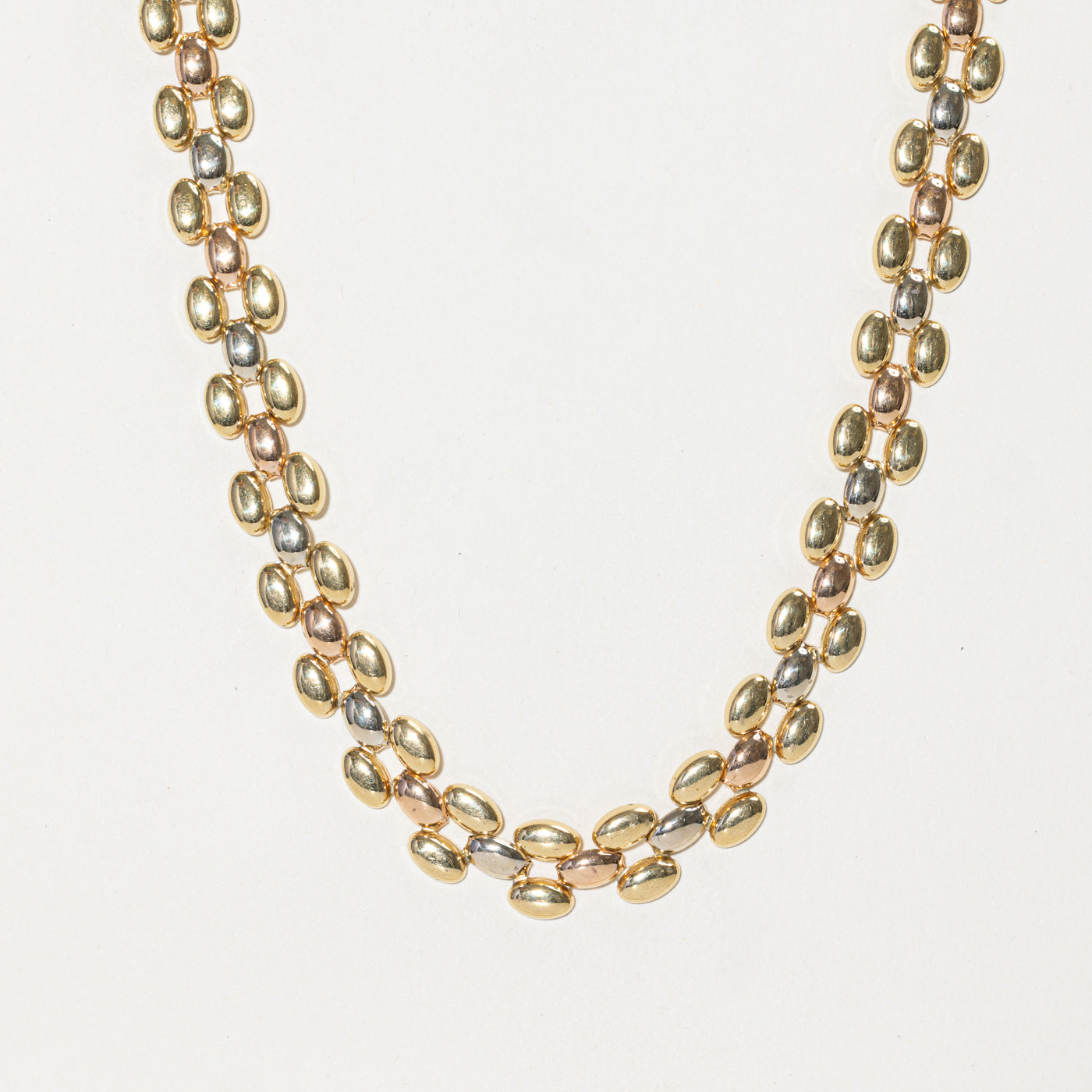 18k Tri Tone Gold Panther Link Chain | 16"