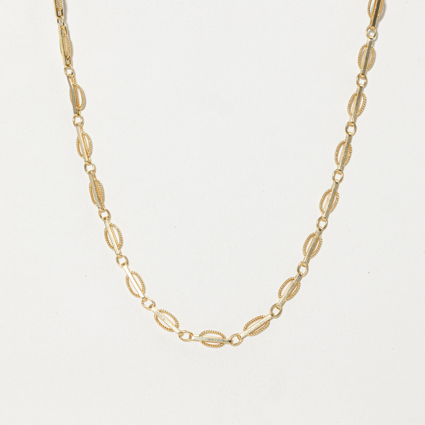 18k Yellow Gold Rope Bar Link Chain | 24"