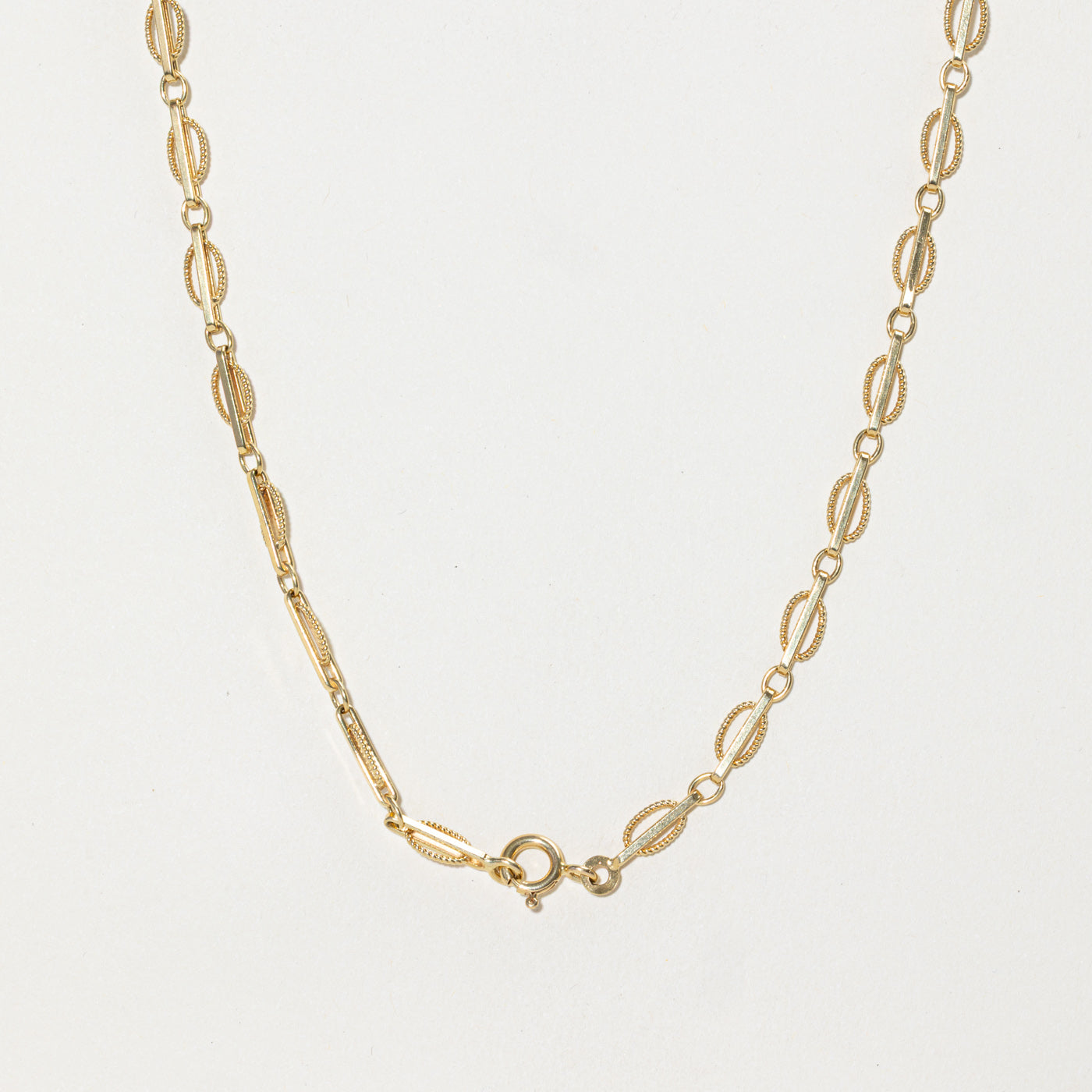 18k Yellow Gold Rope Bar Link Chain | 24"