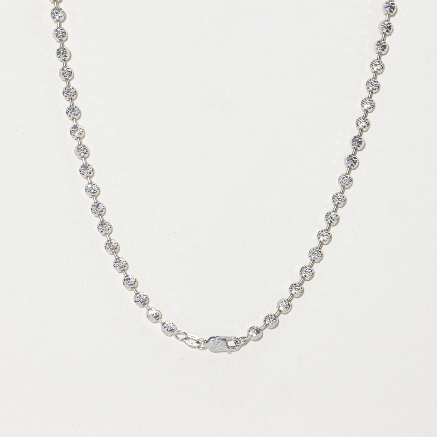 Italian 18k White Gold Textured Bead Chain | 16"
