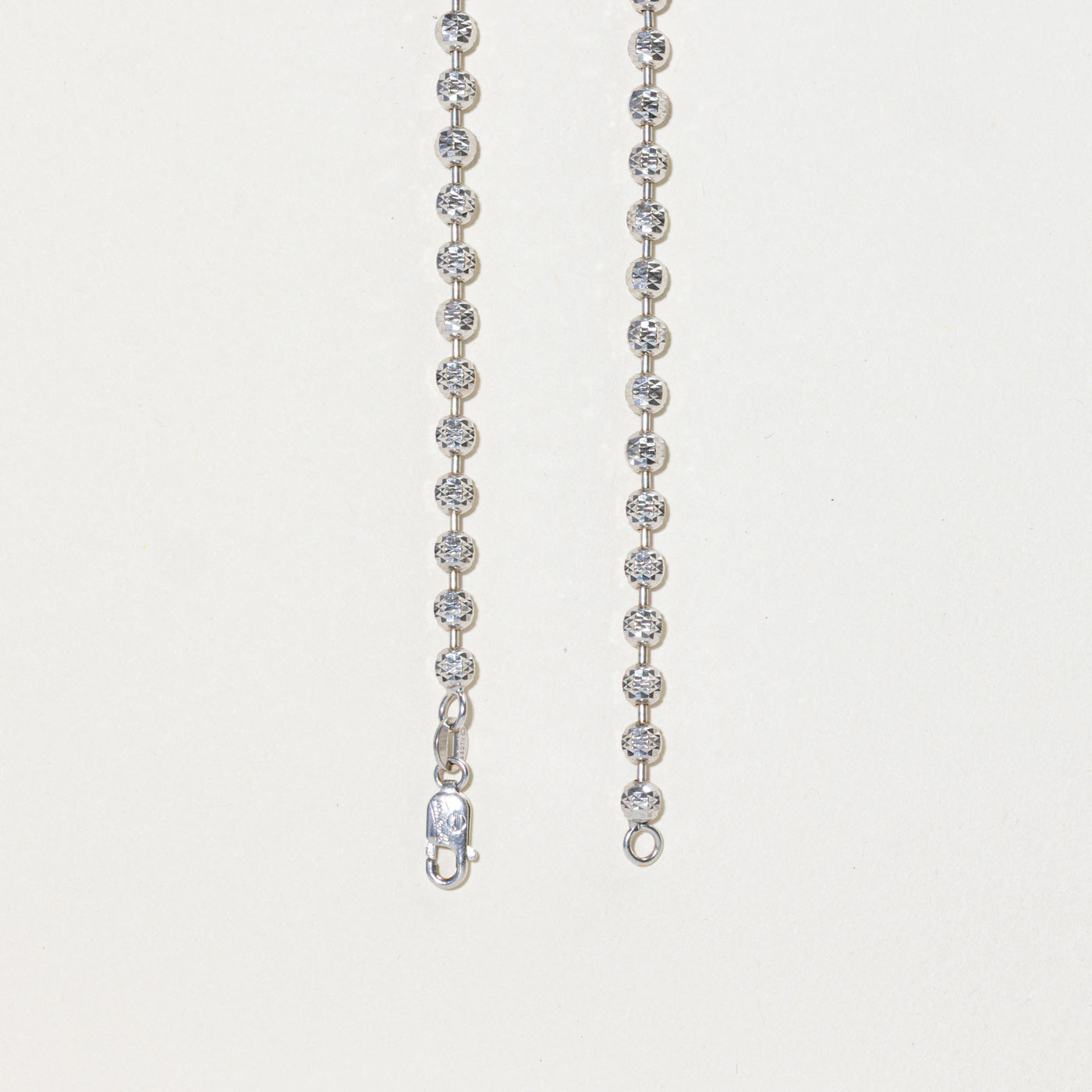 Italian 18k White Gold Textured Bead Chain | 16"