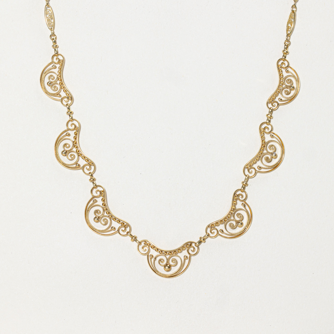 18k Yellow Gold Filigree Chain Pendant Necklace | 17"