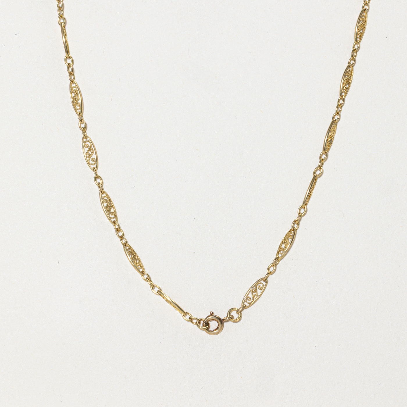 18k Yellow Gold Filigree Chain Pendant Necklace | 17"