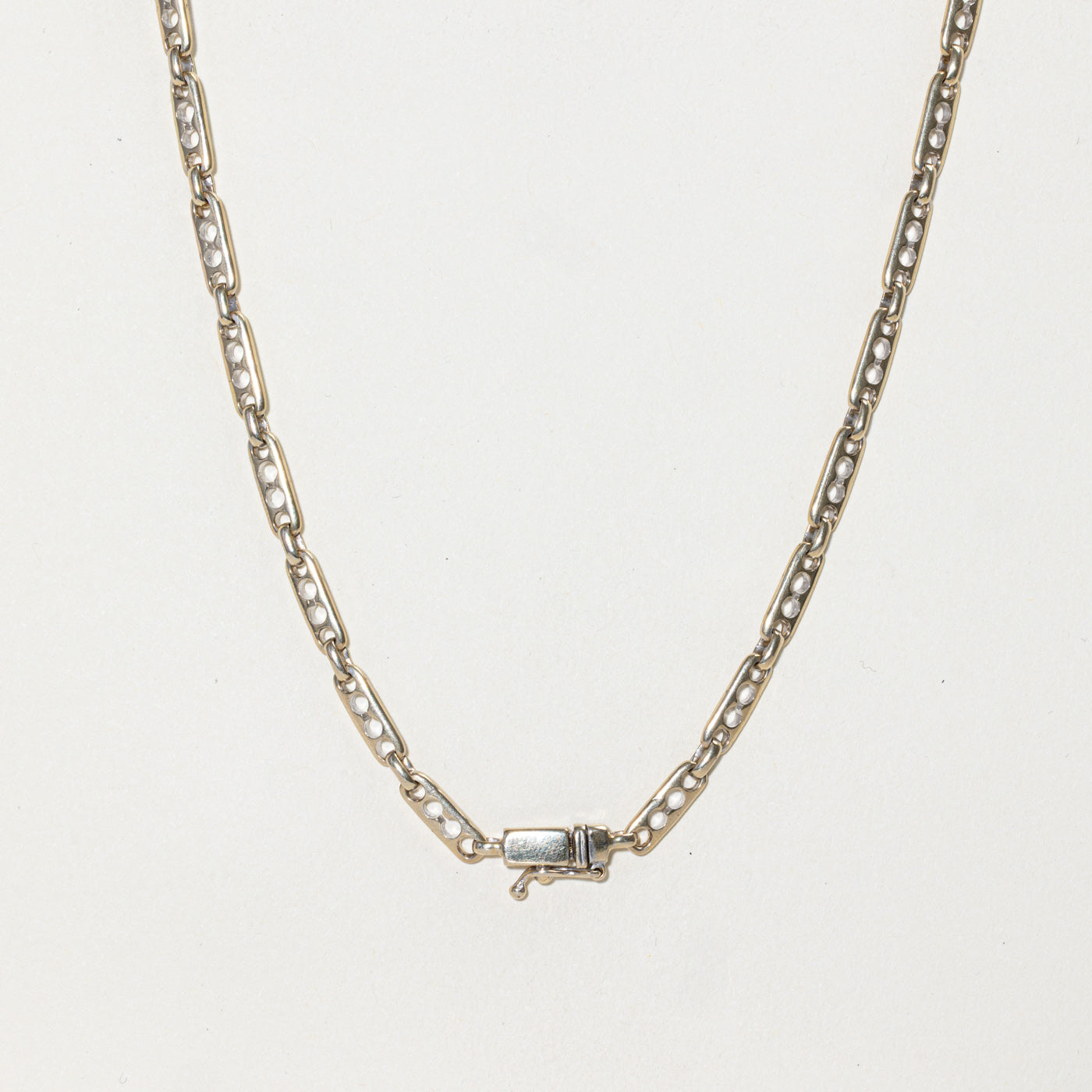 18k White Gold Bar Link Chain | 21"