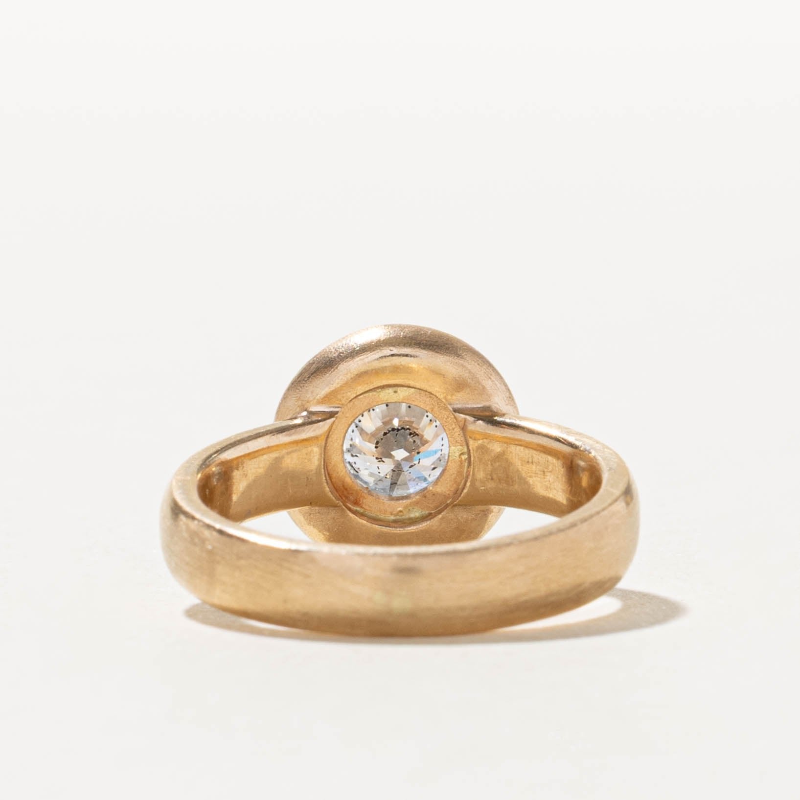 14k Solitaire Diamond Matte & Architectural Engagement Ring | 1.09ct I1-I2 I-J | SZ 5.5