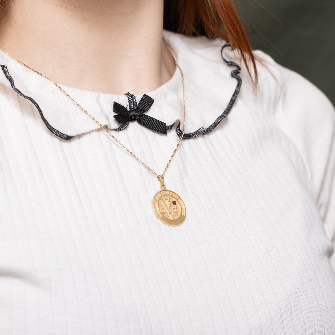 Synthetic Ruby Aries Zodiac Pendant | 0.07ct