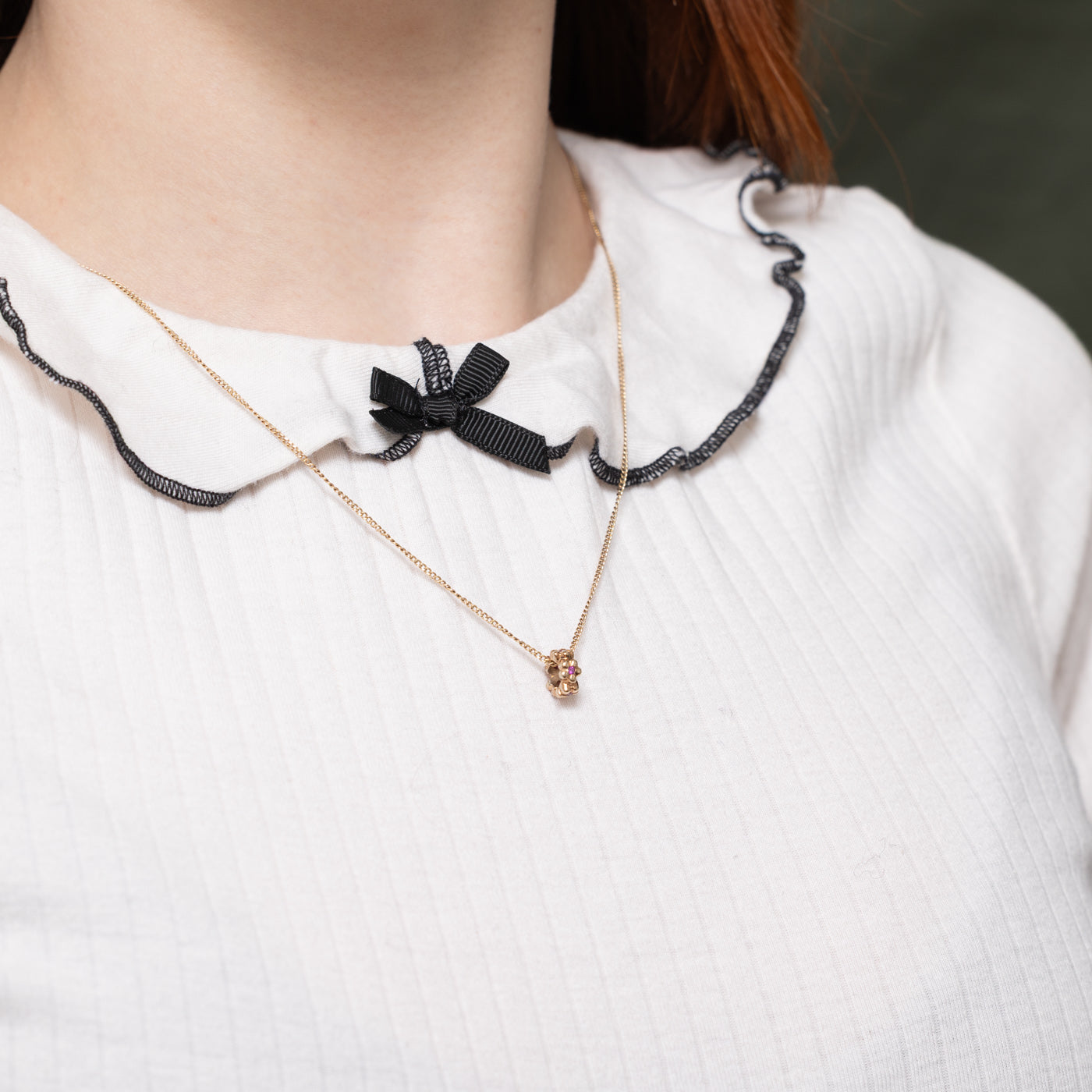 Synthetic Ruby Flower Bead Charm | 0.05ctw