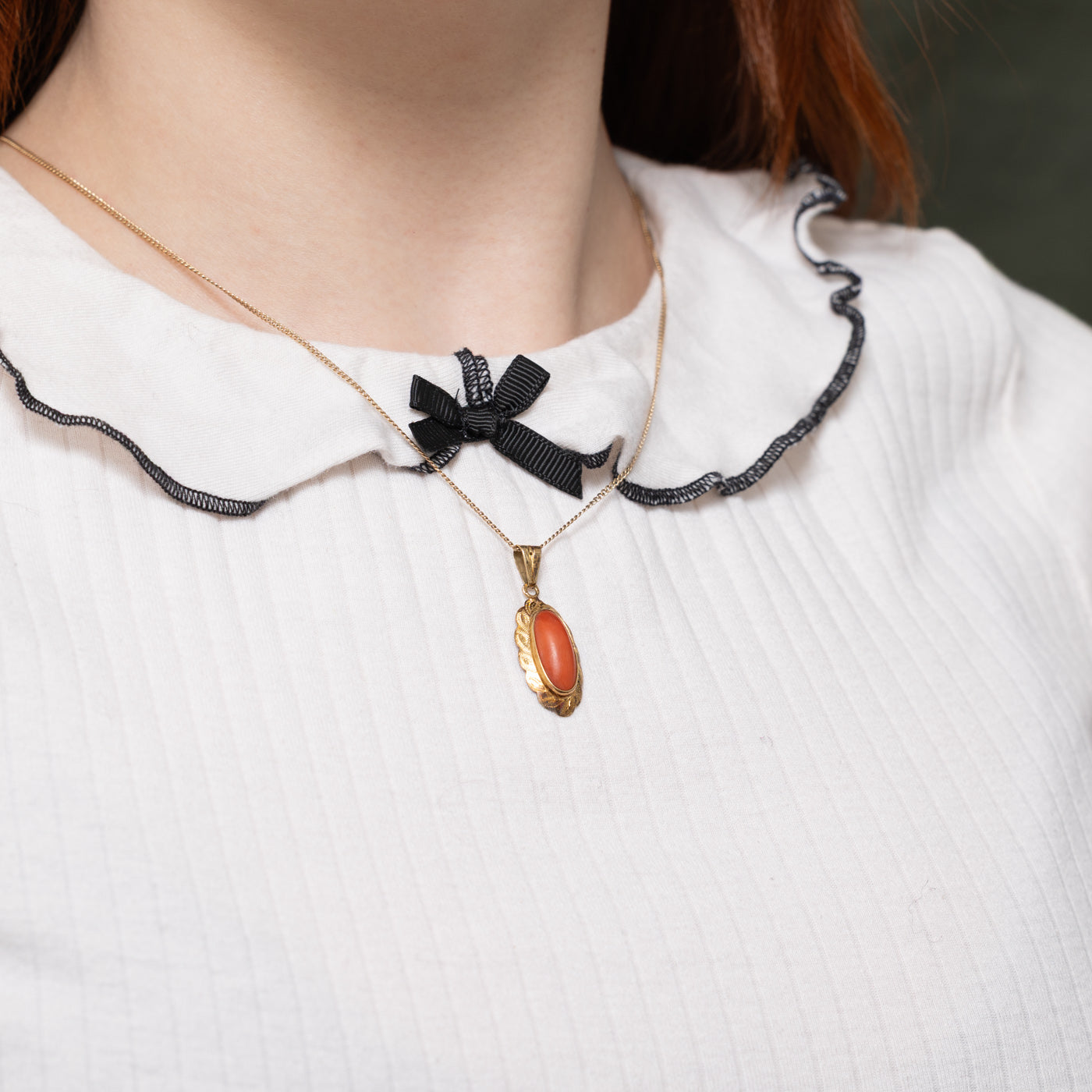 Bezel Set Coral Textured Pendant | 2.66ct