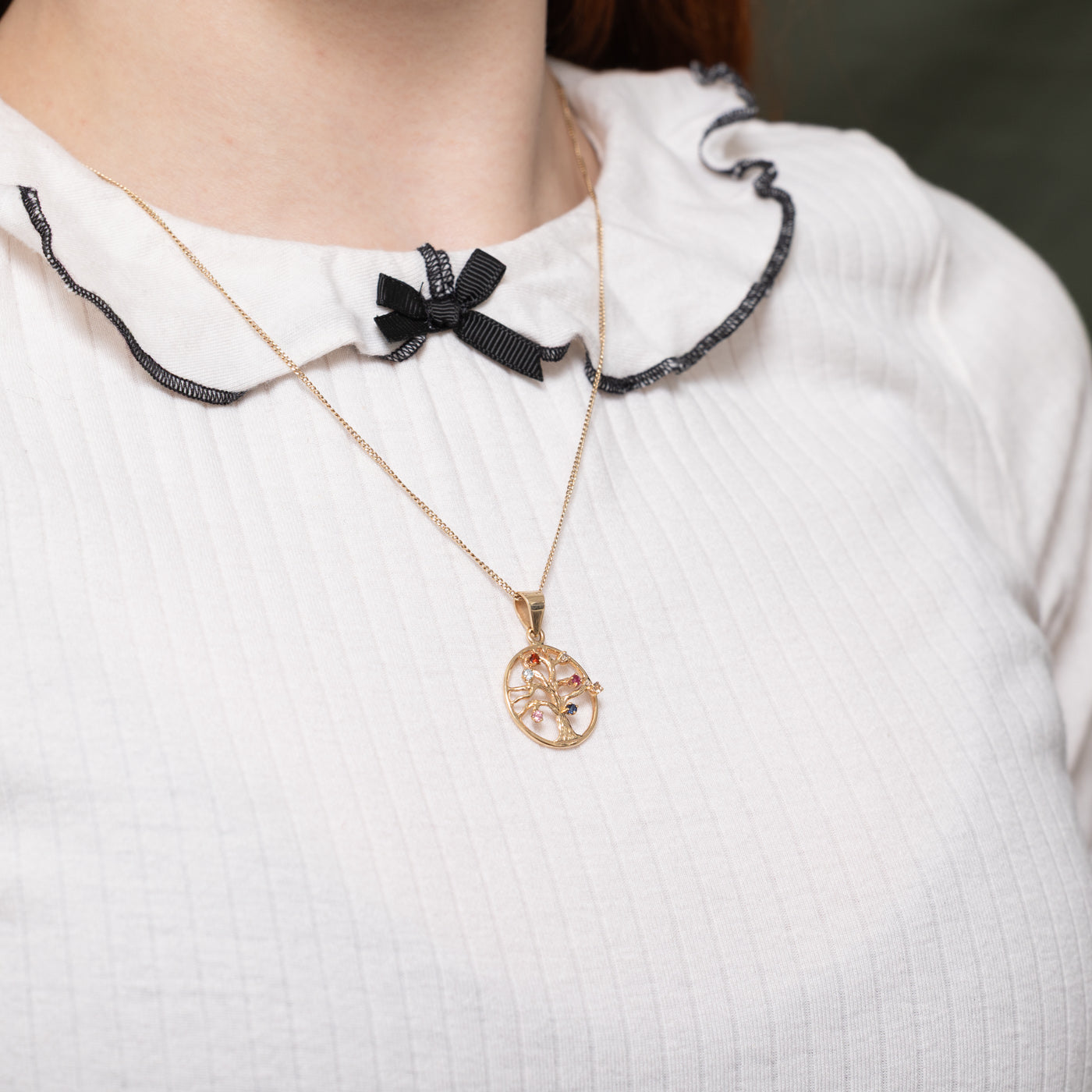 Multi Gemstone Tree of Life Pendant | 0.23ctw