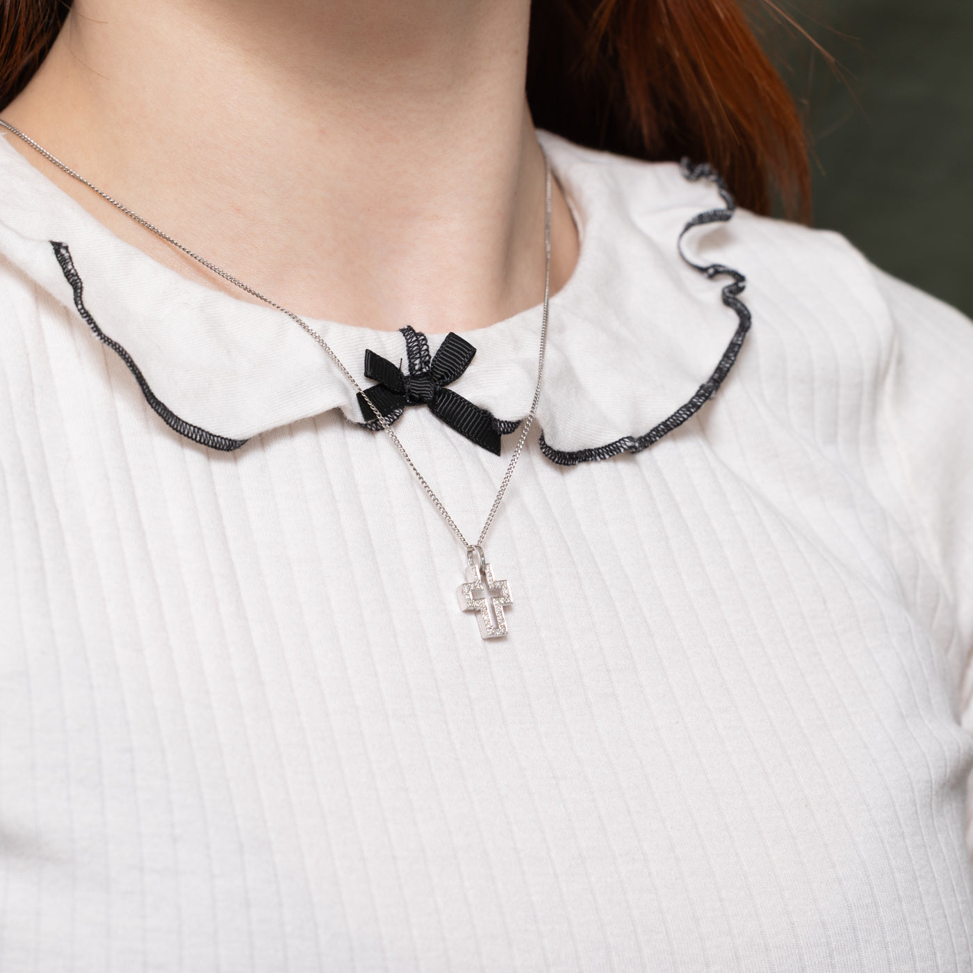 18k Diamond Open Cross Pendant | 0.13ctw