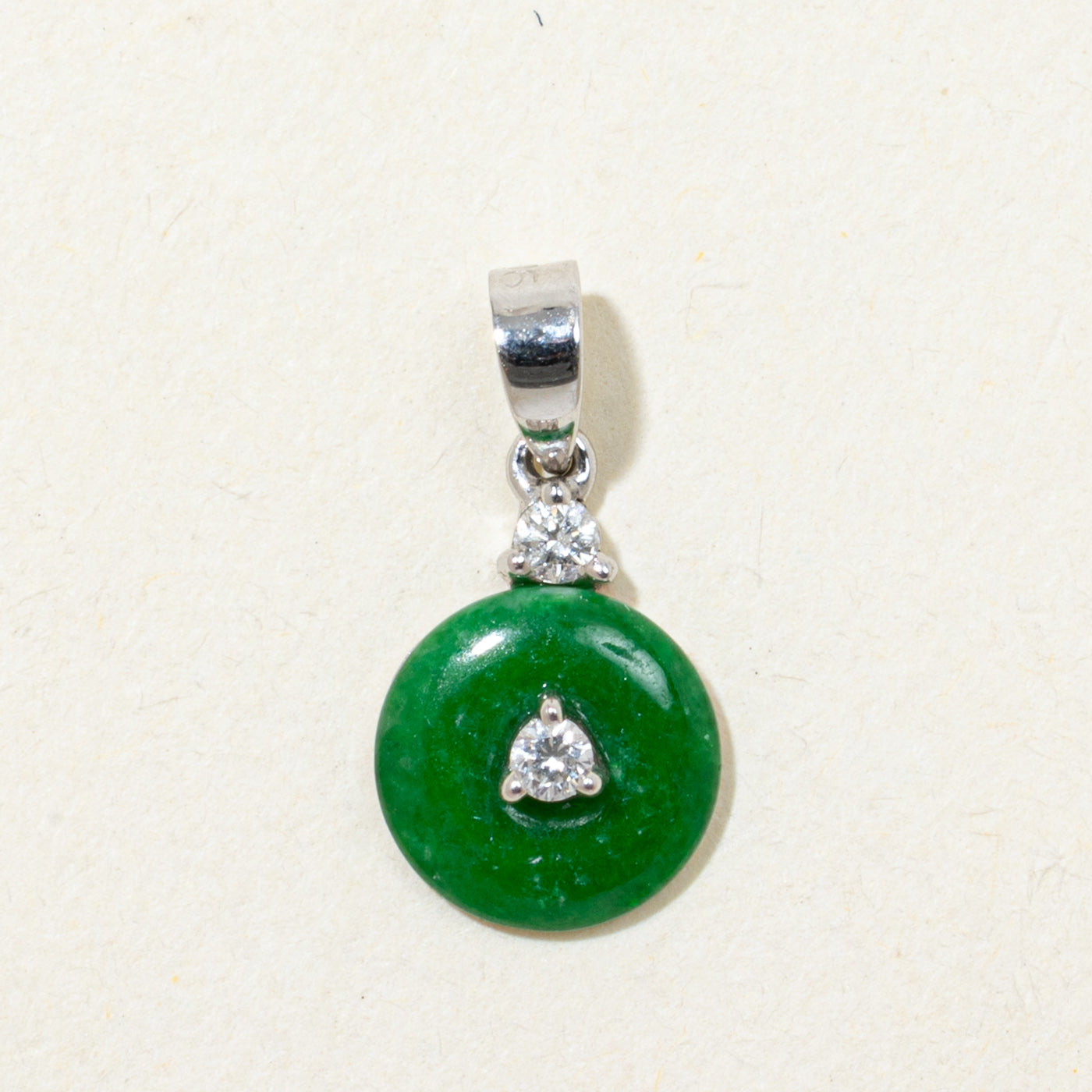 950 Platinum Jadeite & Diamond Pendant | 0.48ct, 0.05ct