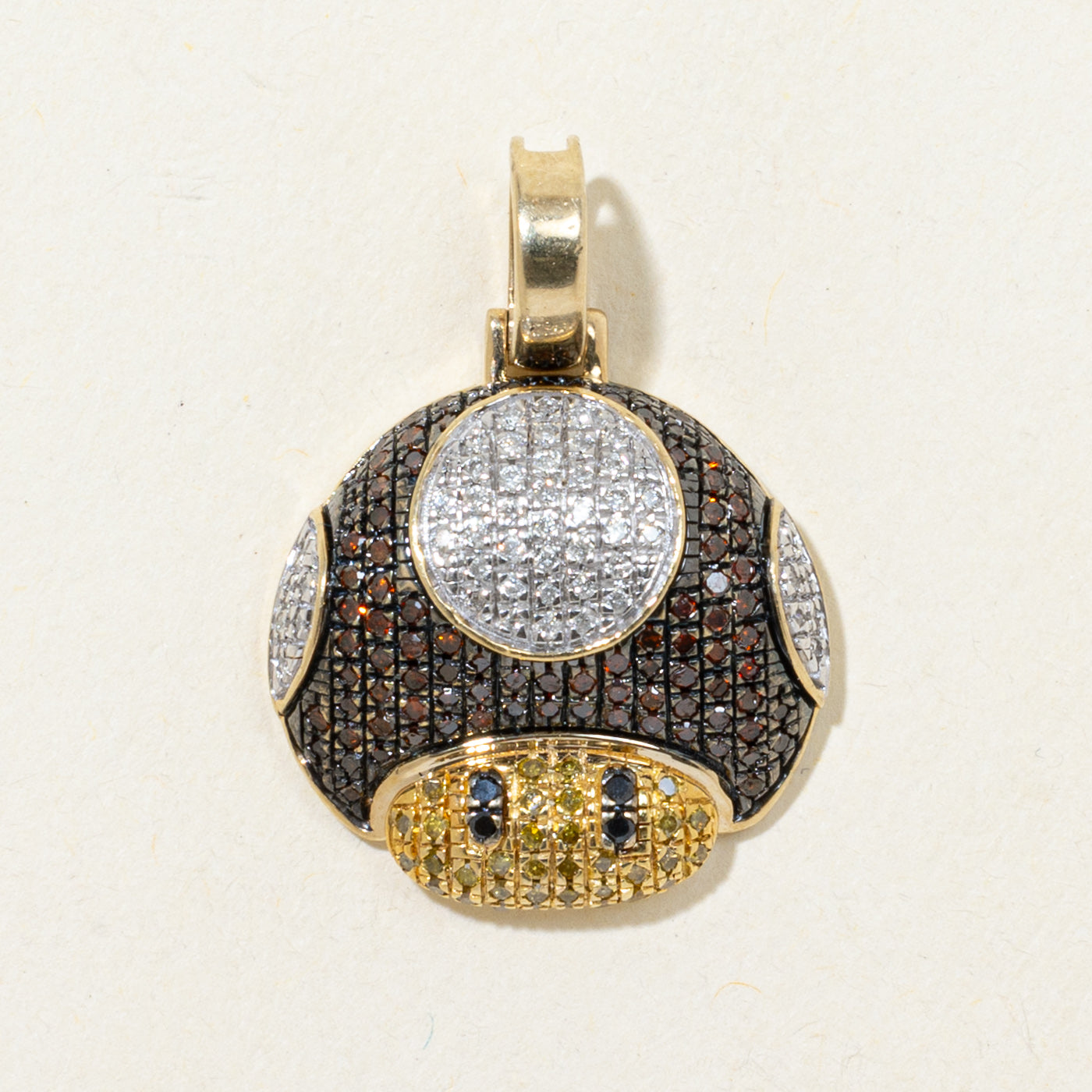 'Super Mario Brothers' Pave Set Multi Colour Diamond Toad Pendant | 0.38ctw