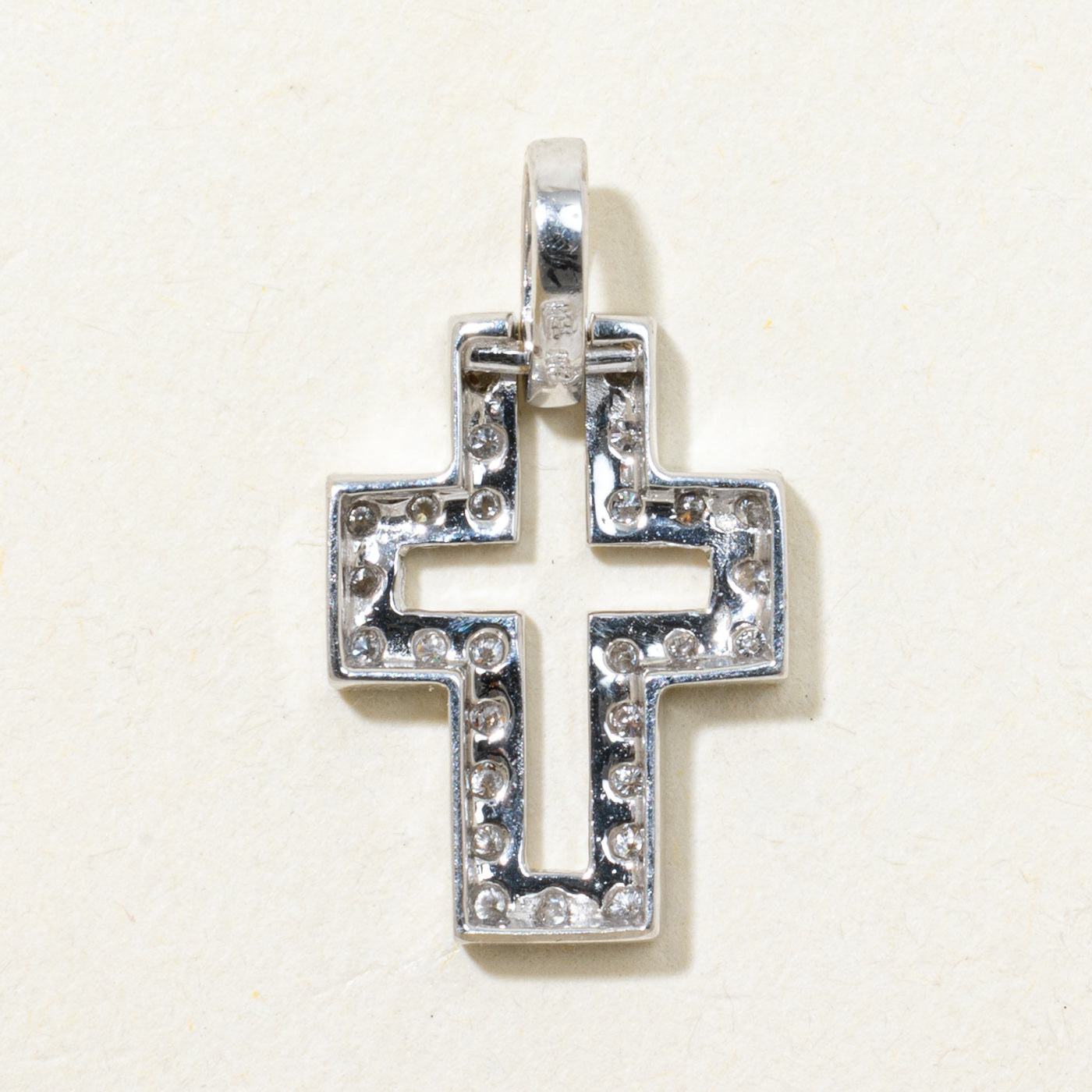 18k Diamond Open Cross Pendant | 0.13ctw