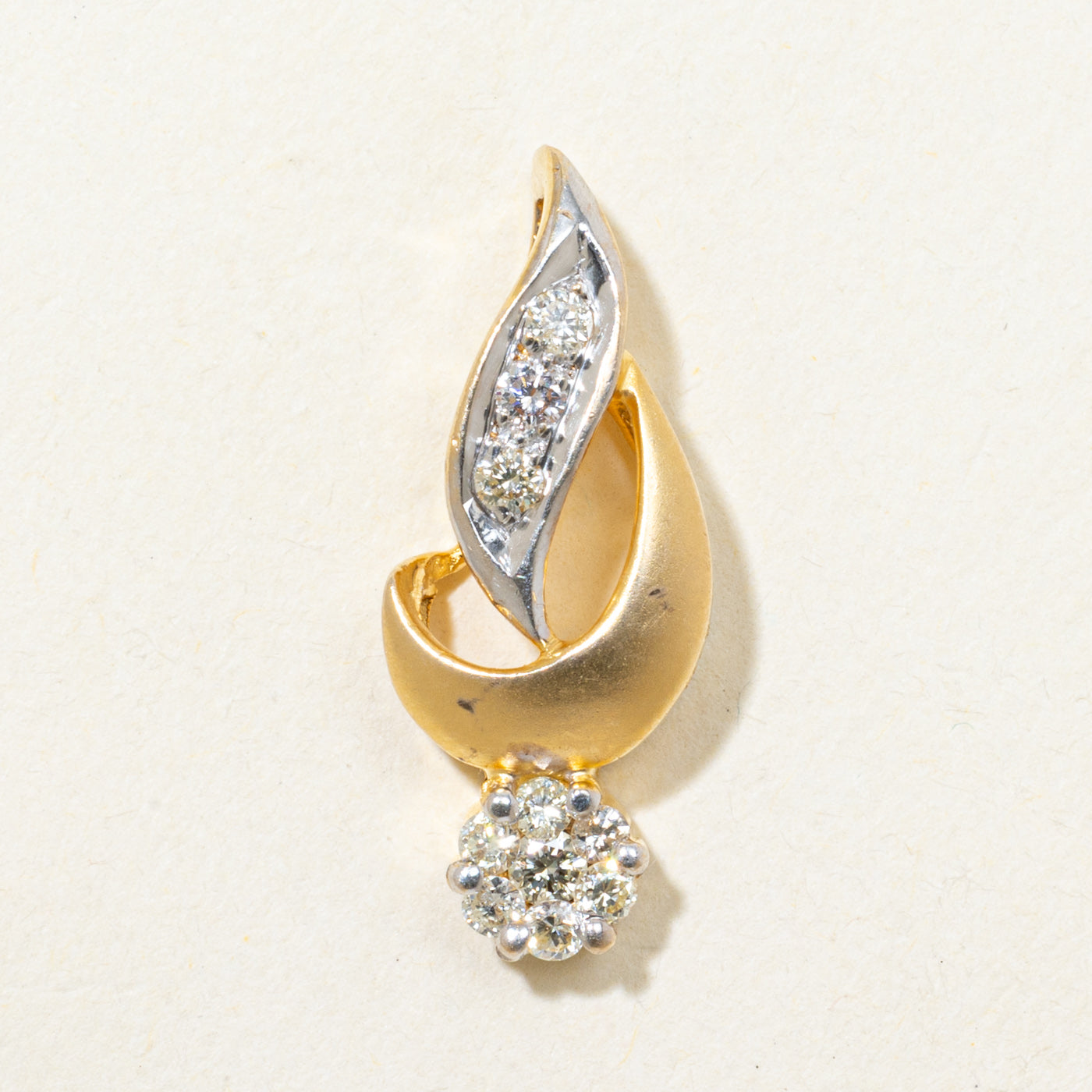 Two Tone Diamond Cluster Abstract Pendant | 0.14ctw