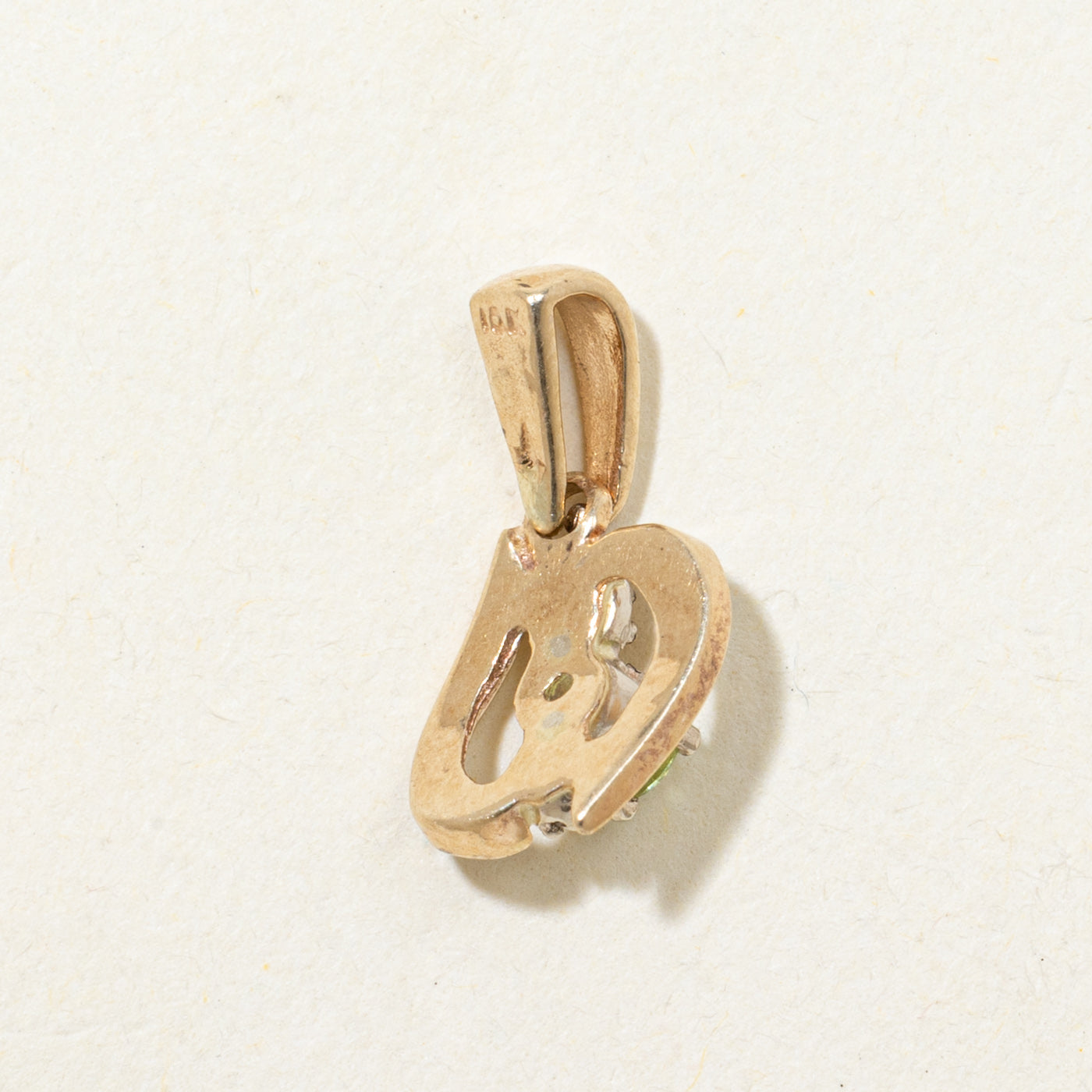 Green Glass & Diamond Openwork Pendant | 0.13ct, 0.004ct