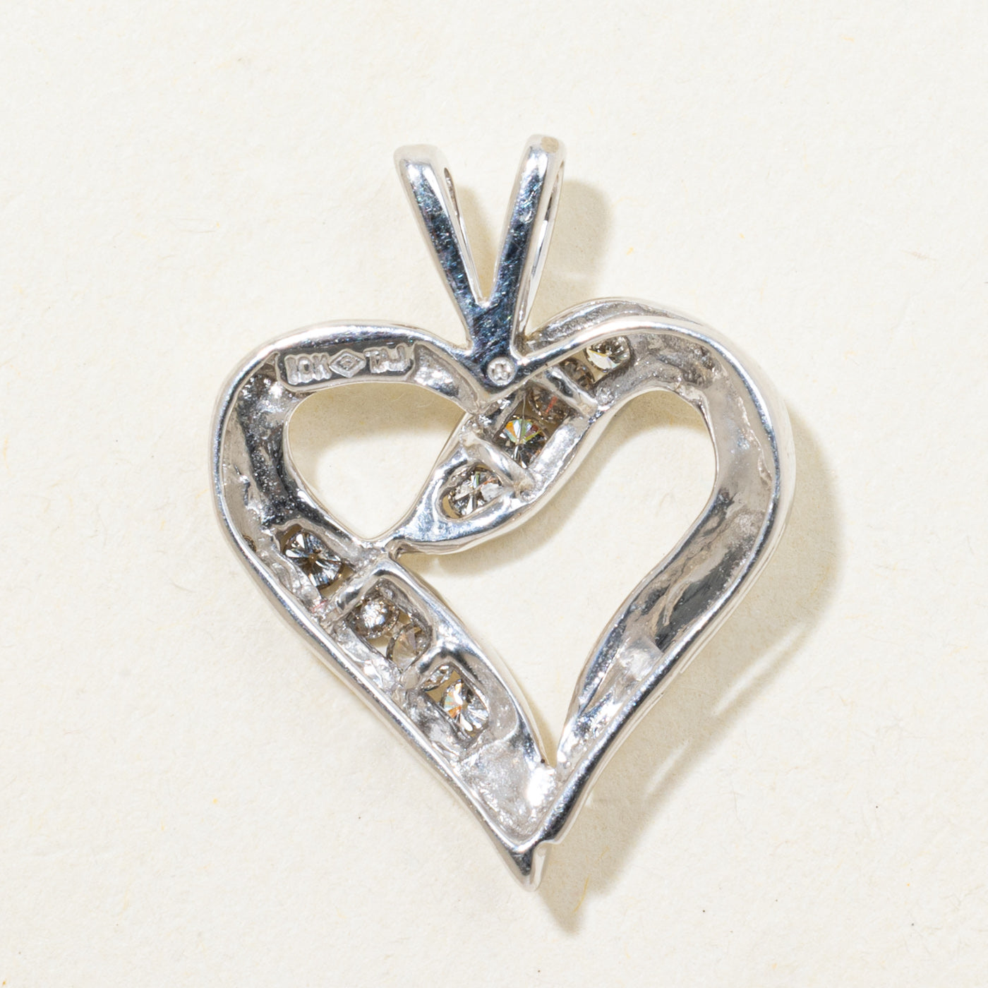 Channel Set Diamond Open Heart Pendant | 0.18ctw