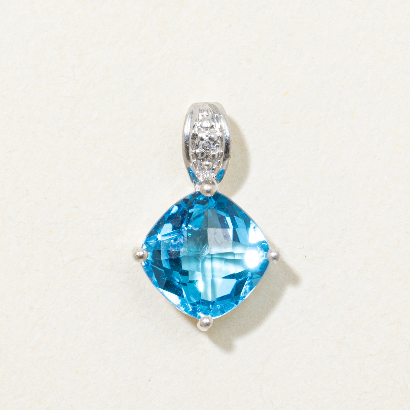 Blue Topaz & Diamond Pendant | 1.34ct, 0.005ct