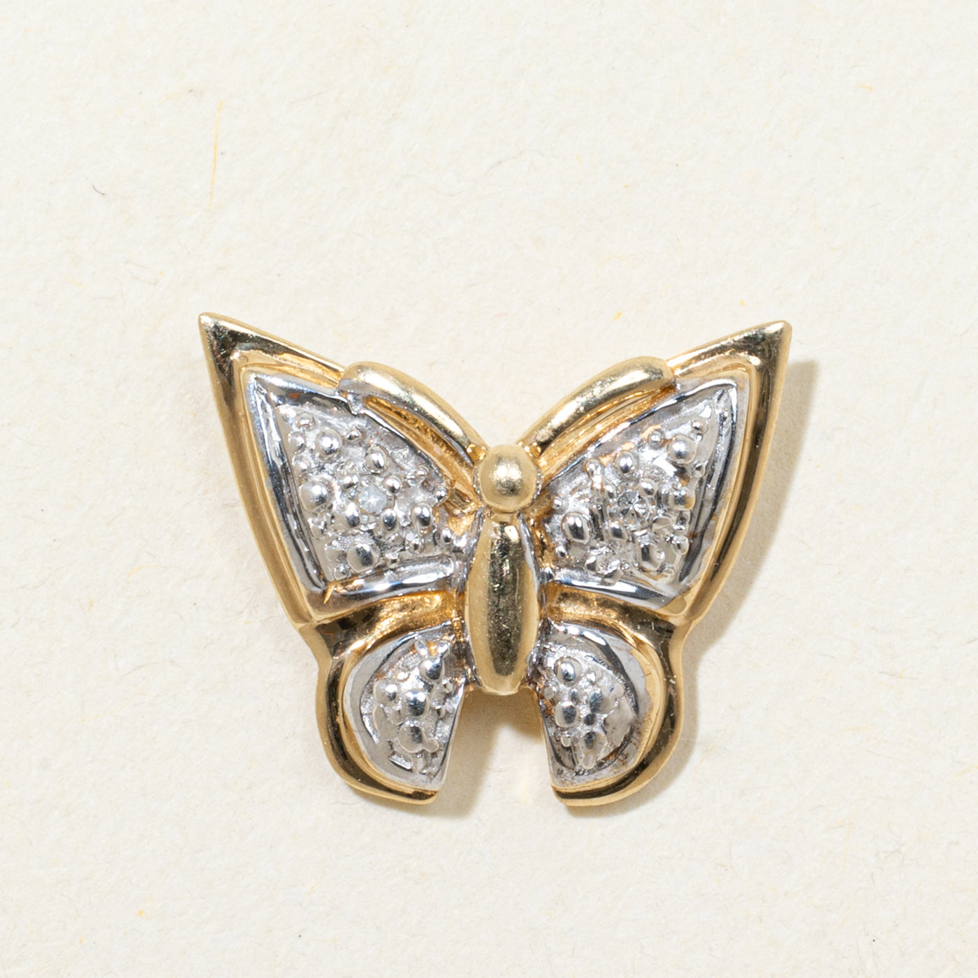 Two Tone Diamond Butterfly Pendant | 0.01ctw