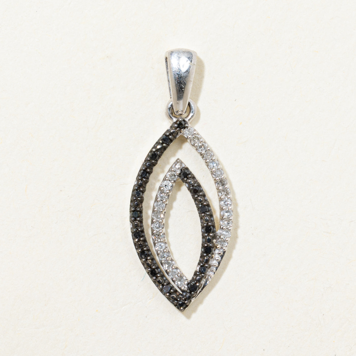 Black & White Diamond Open Marquise Pendant | 0.04ctw