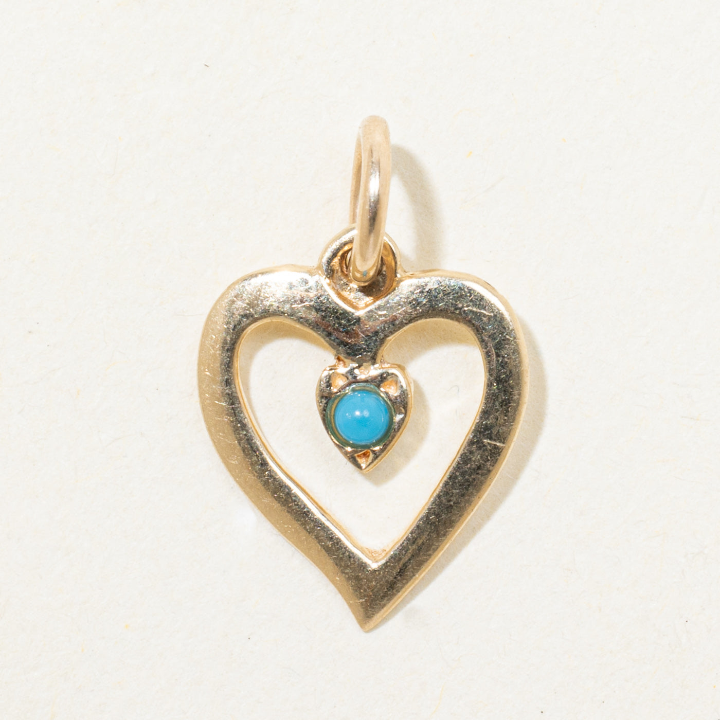 Imitation Turquoise Open Heart Pendant | 0.08ct