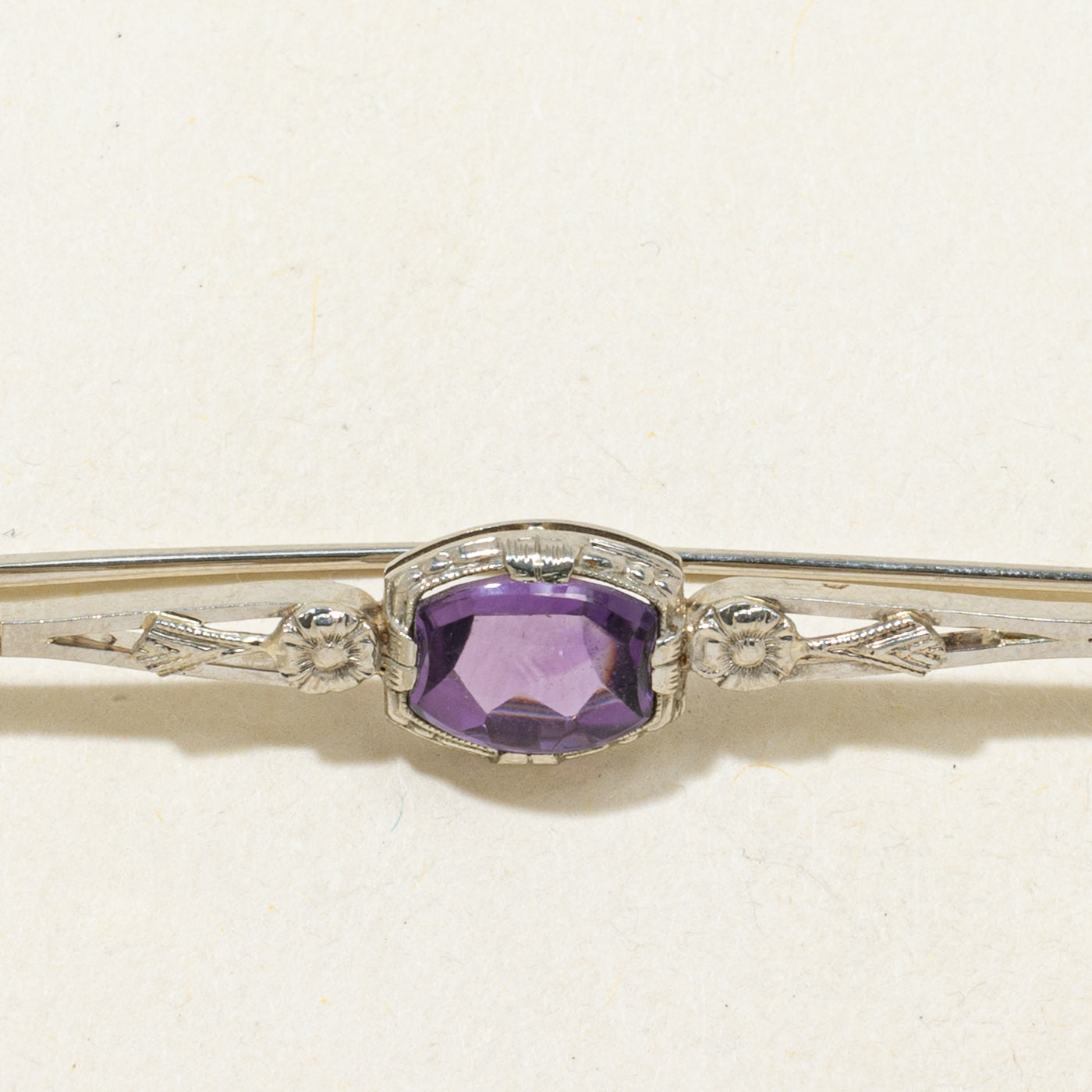 Bezel Set Amethyst Engraved Brooch | 1.32ct