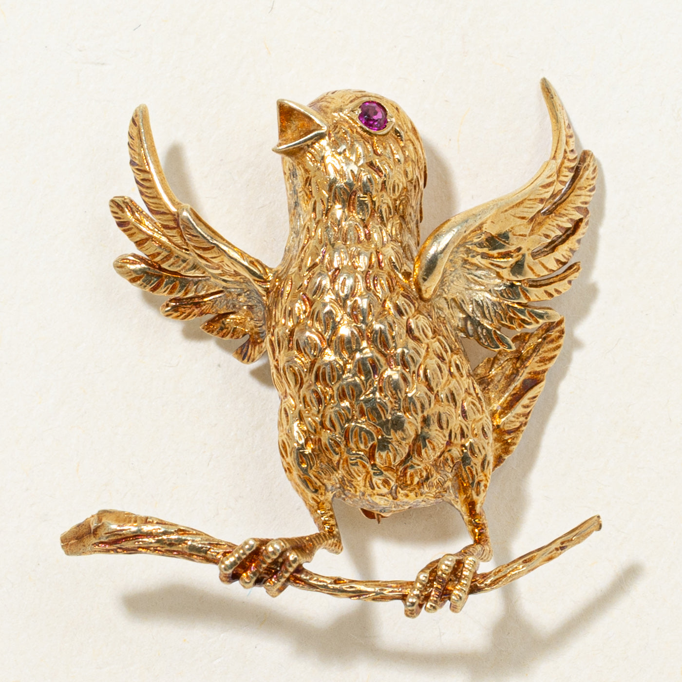 Broche oiseau rubis | 0,03 ct
