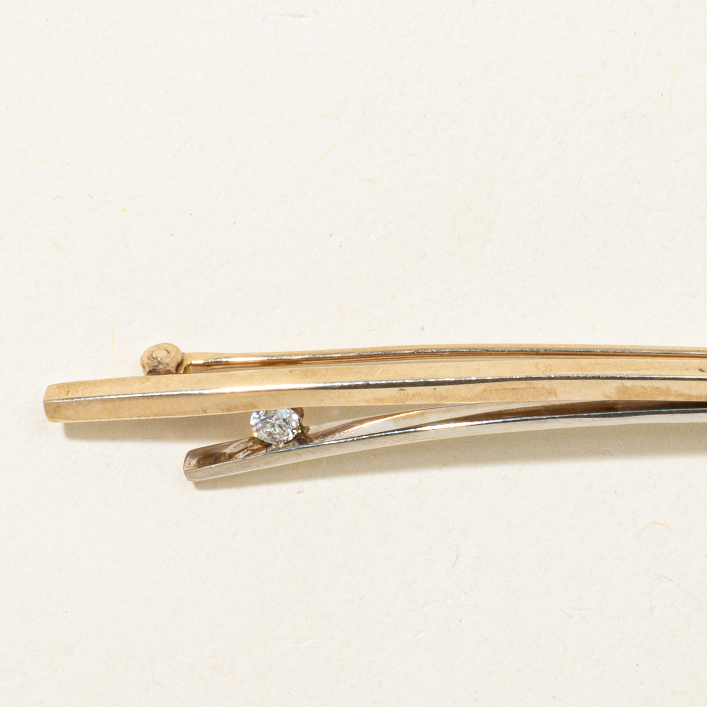 Two Tone Tension Set Diamond Brooch | 0.09ct