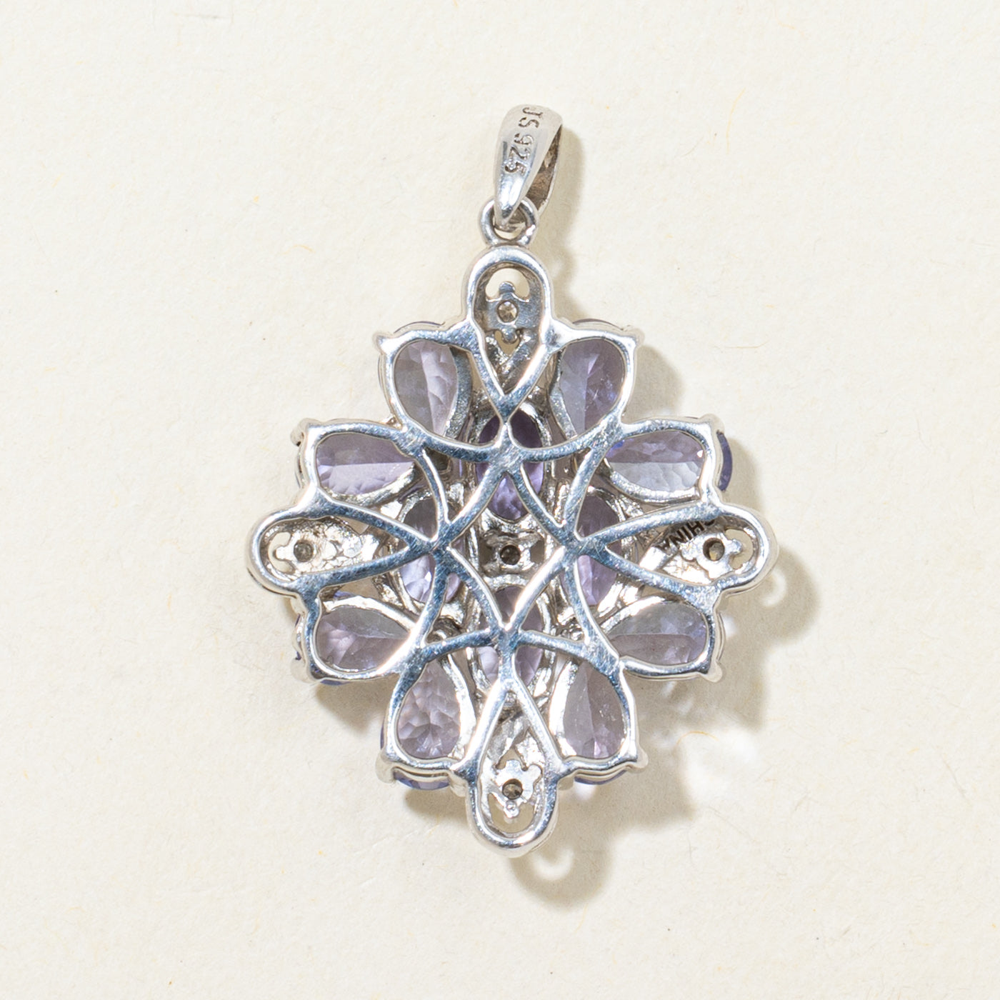 Sterling Silver Tanzanite & Diamond Cluster Pendant | 4.20ctw, 0.06ctw