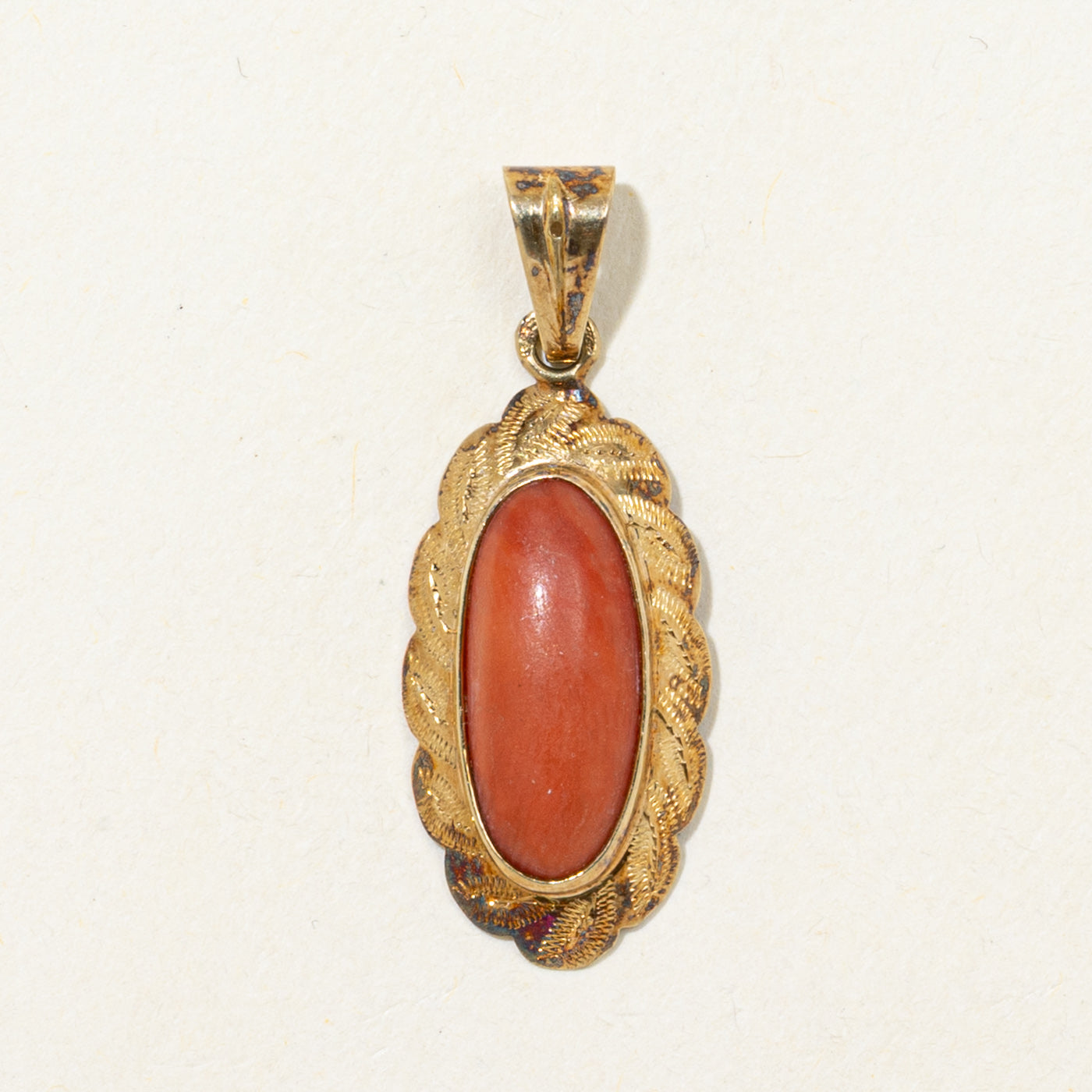 Bezel Set Coral Textured Pendant | 2.66ct
