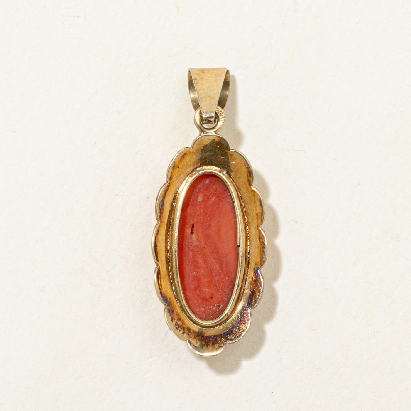 Bezel Set Coral Textured Pendant | 2.66ct
