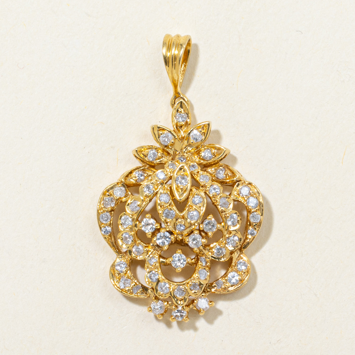 18k Diamond Openwork Ornate Pendant | 0.44ctw