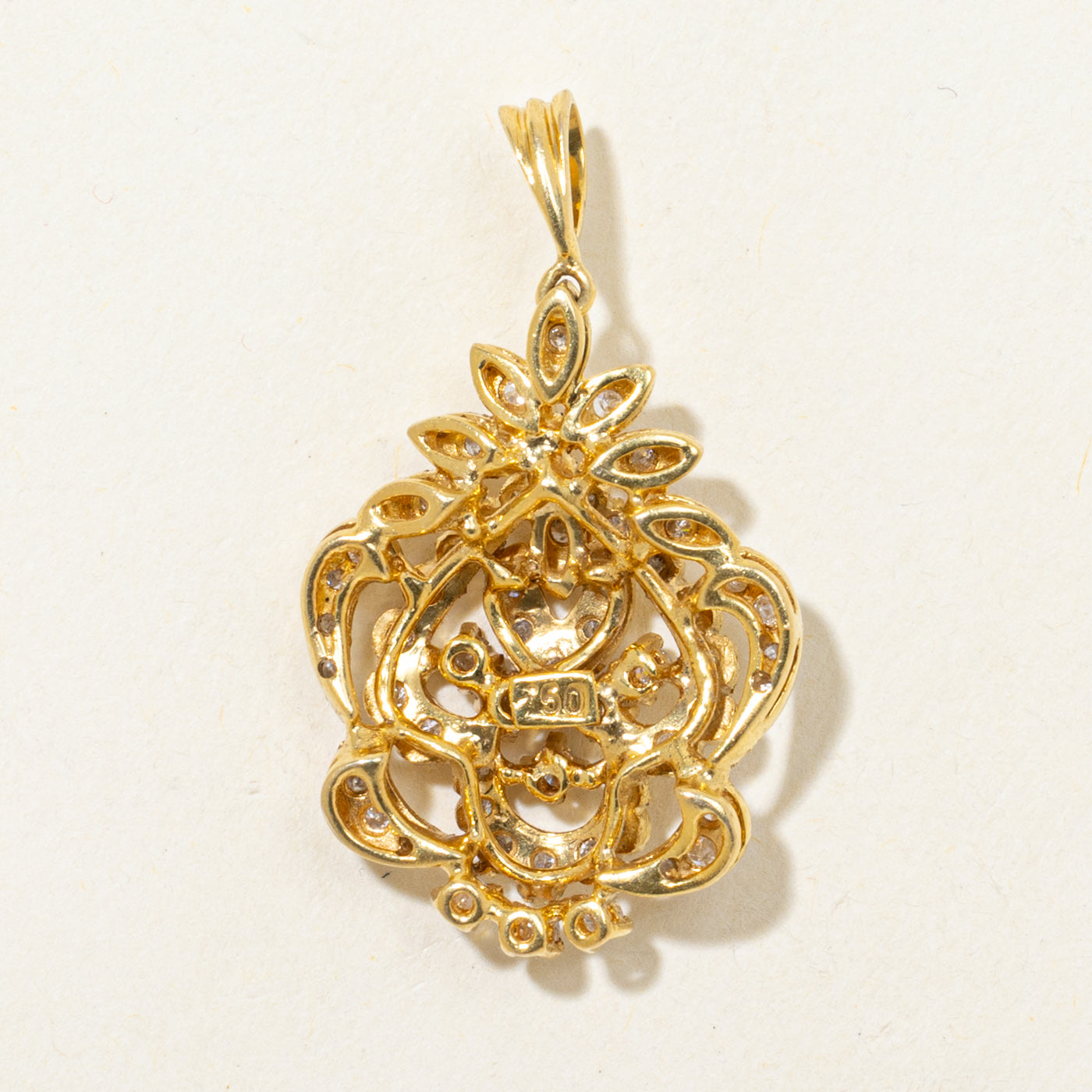 18k Diamond Openwork Ornate Pendant | 0.44ctw