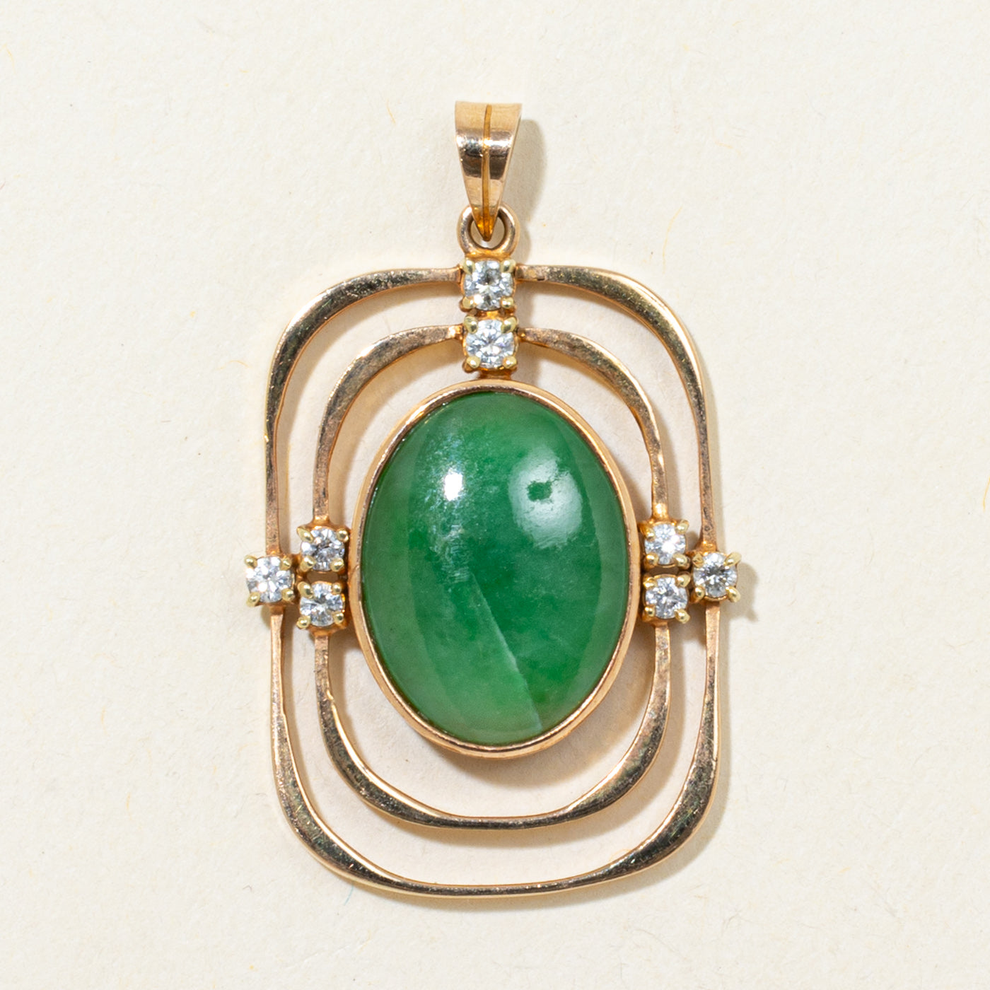 Bezel Set Jadeite & Diamond Framed Pendant | 6.26ct, 0.15ctw
