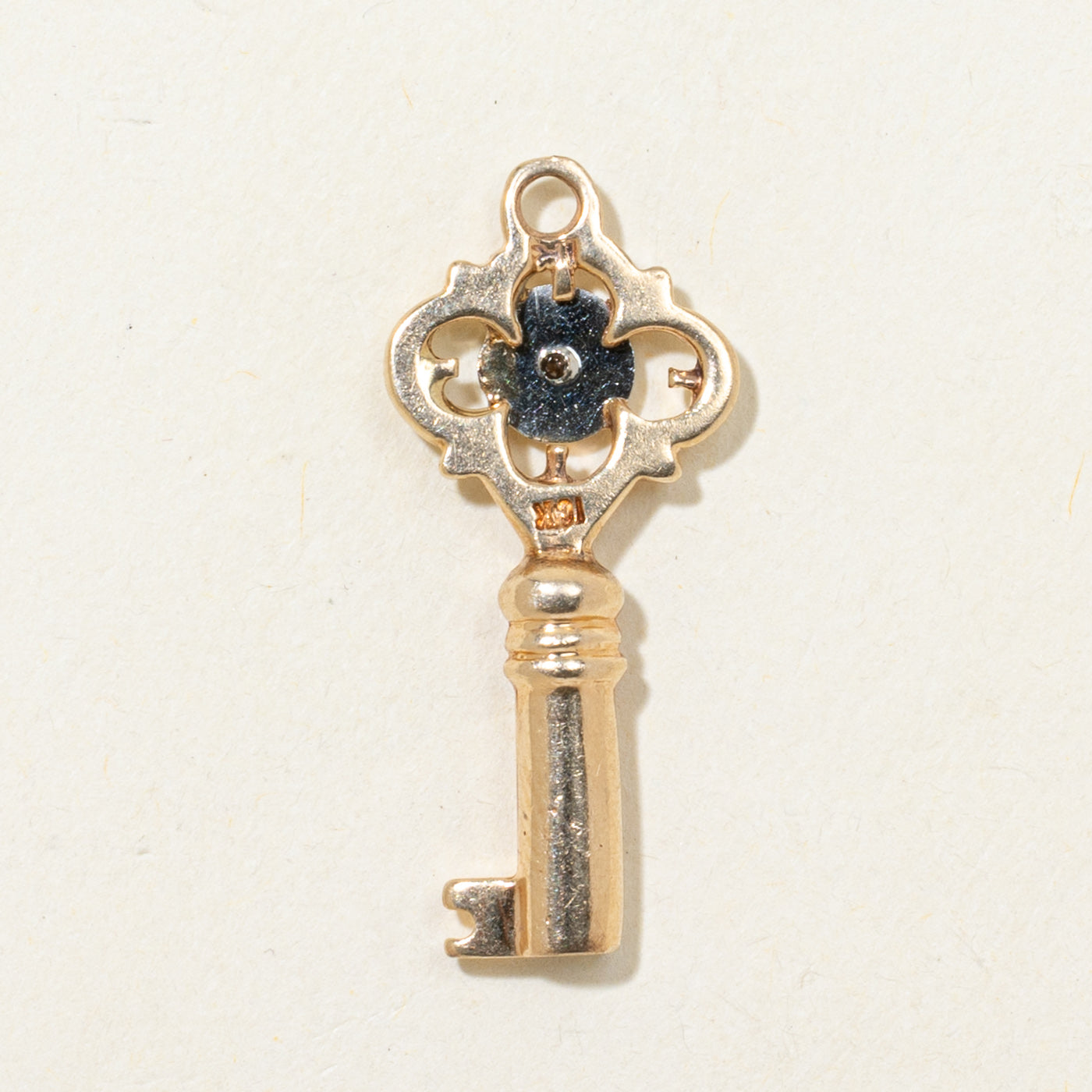 Two Tone Gold Diamond Key Pendant | 0.09ct